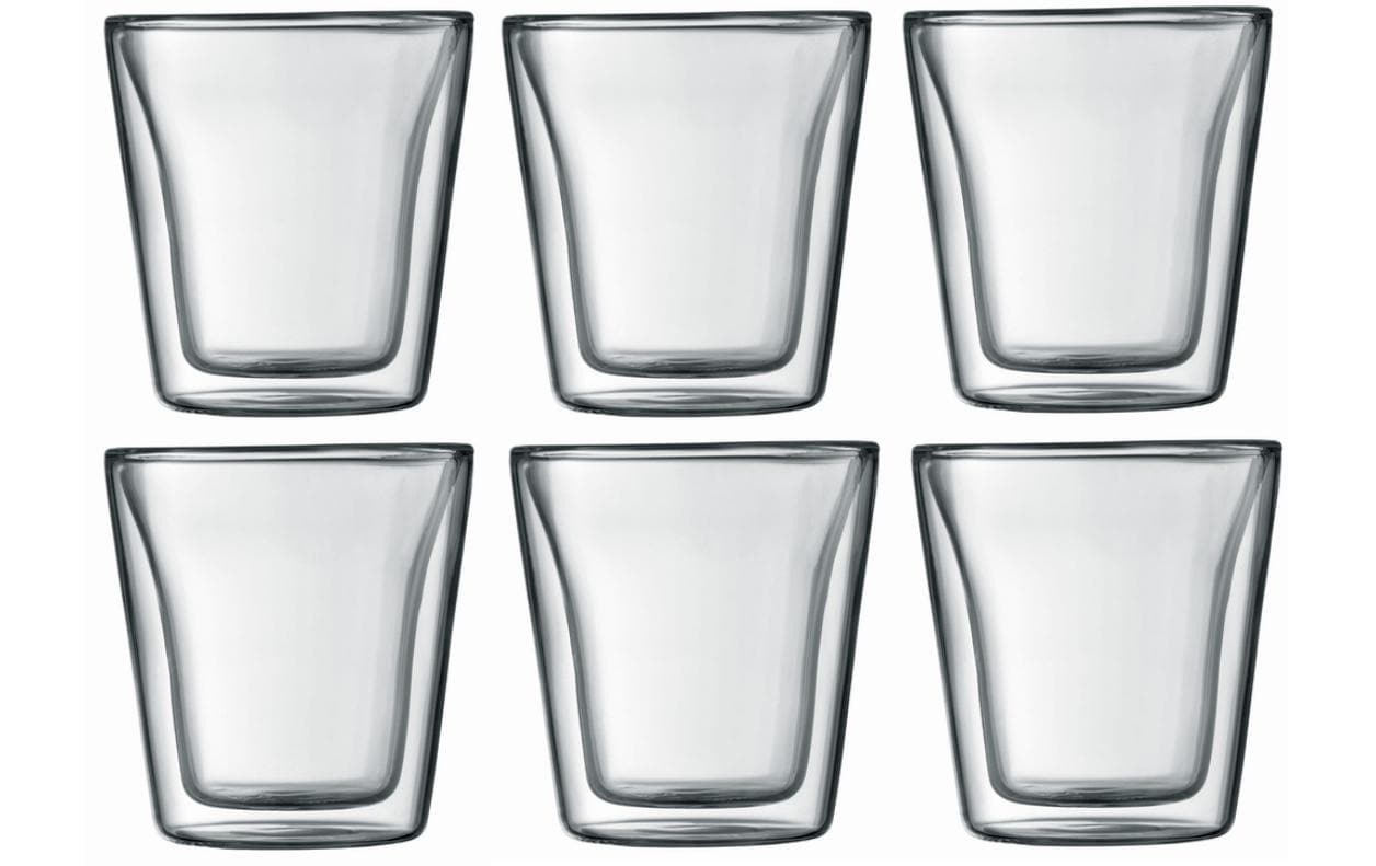Bodum Canteen Glas 0,1 l Set – Doppelwandig, 6 Stück