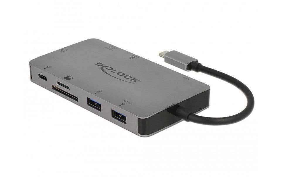 DeLOCK 87735 Dockingstation – USB-C, 1× HDMI, 1× VGA, 2× USB-A, GbE, SD, für Windows/Mac/Linux