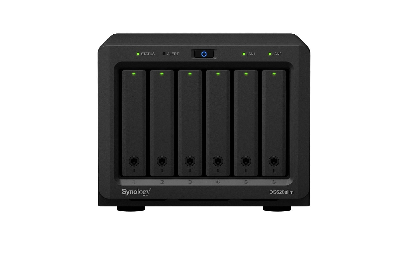 Synology DS620slim – 6-Bay Desktop NAS – Intel Celeron J3355, 2 GB RAM, 1GbE, DSM