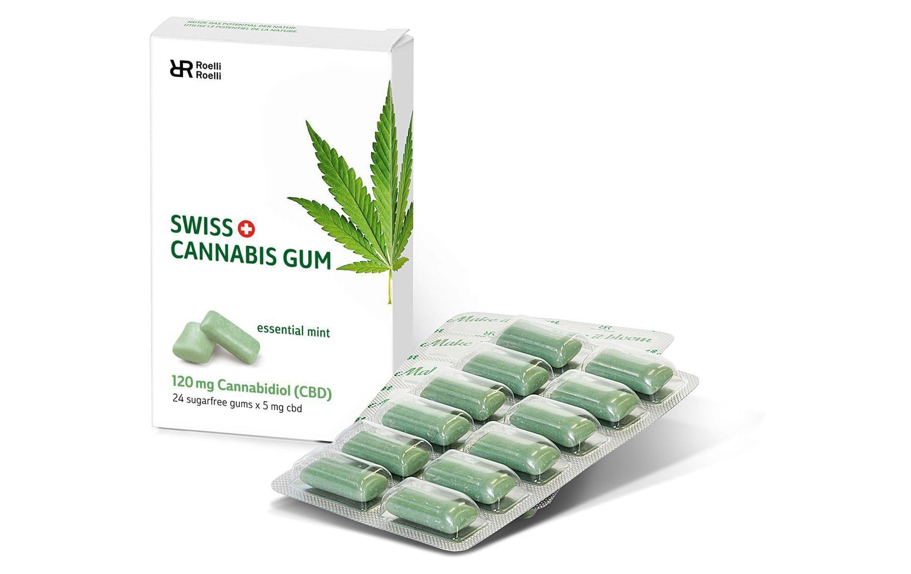 Roelli roelli SWISS CANNABIS Kaugummi – Minze, CBD, zuckerfrei – 34.5 g
