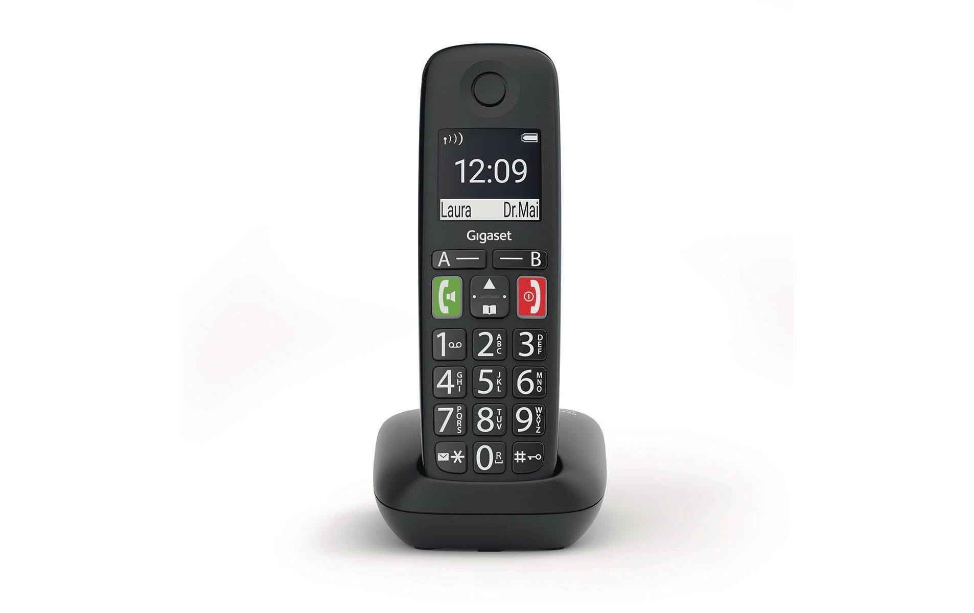 Gigaset E290 – DECT-Telefon mit Basis, Freisprechen, schwarz