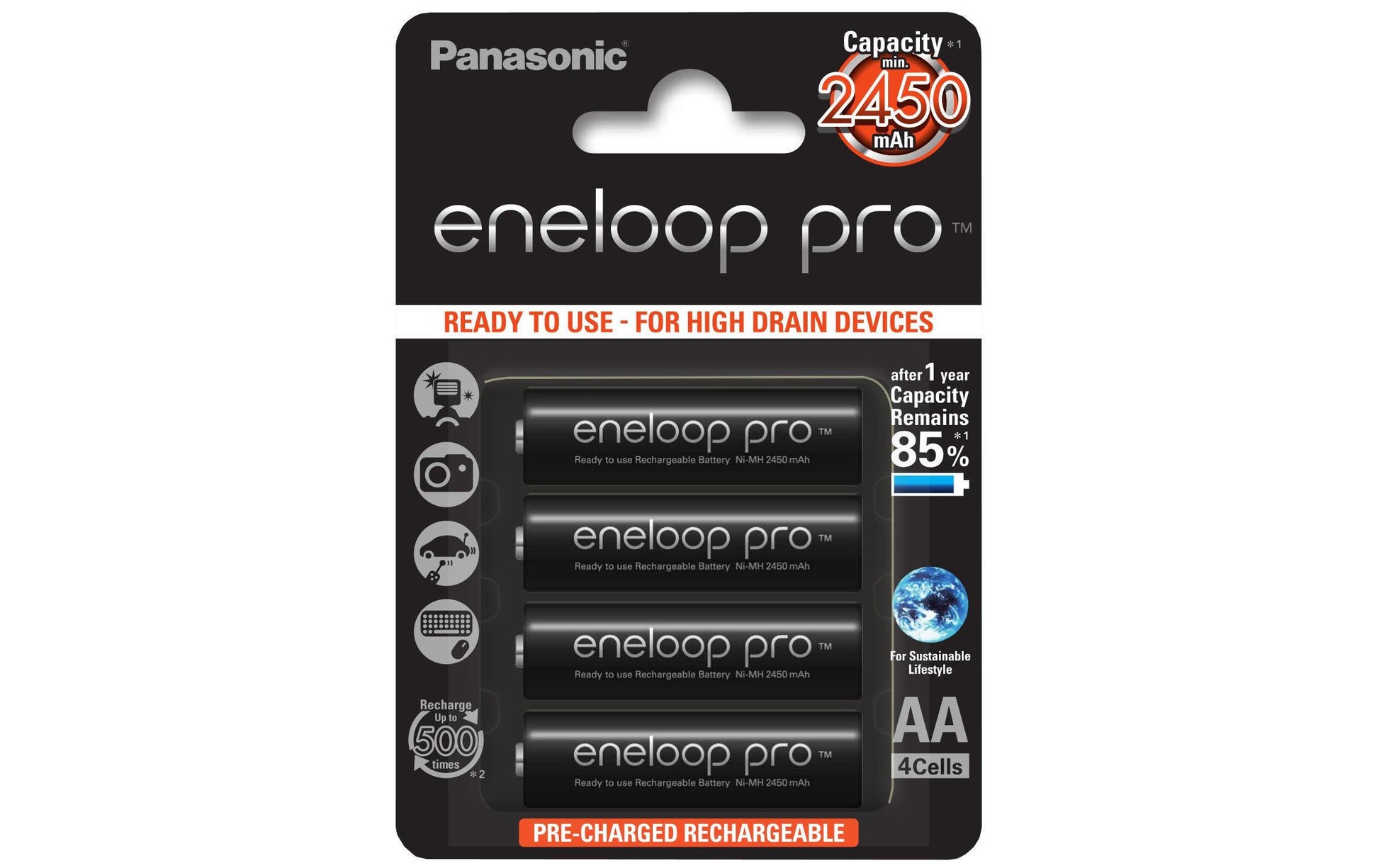 Panasonic eneloop pro BK-3HCDE/4BE Akku 1,2 V 2500 mAh 2,94 Wh Ni-MH – für Geräte