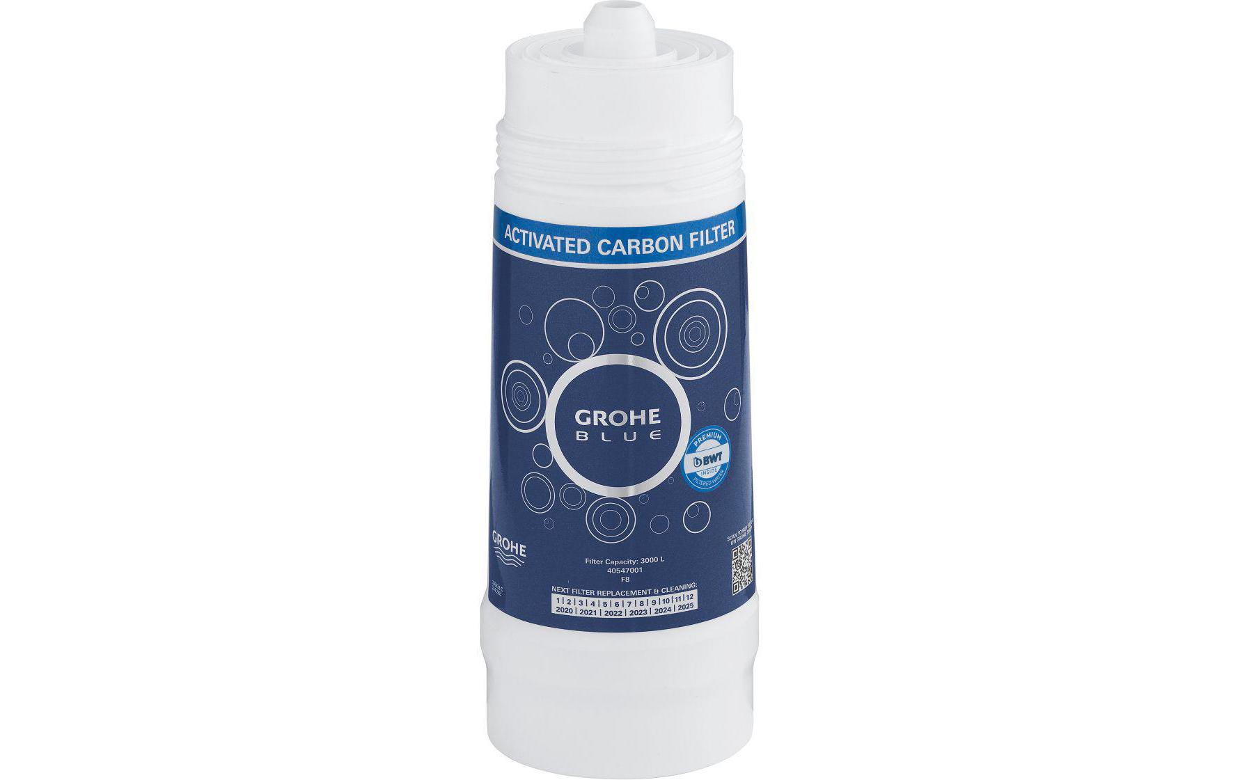 GROHE Blauer Tischwasserfilter – 3000 l, inkl. 1 Kartusche, Aktivkohlefilter, Blau
