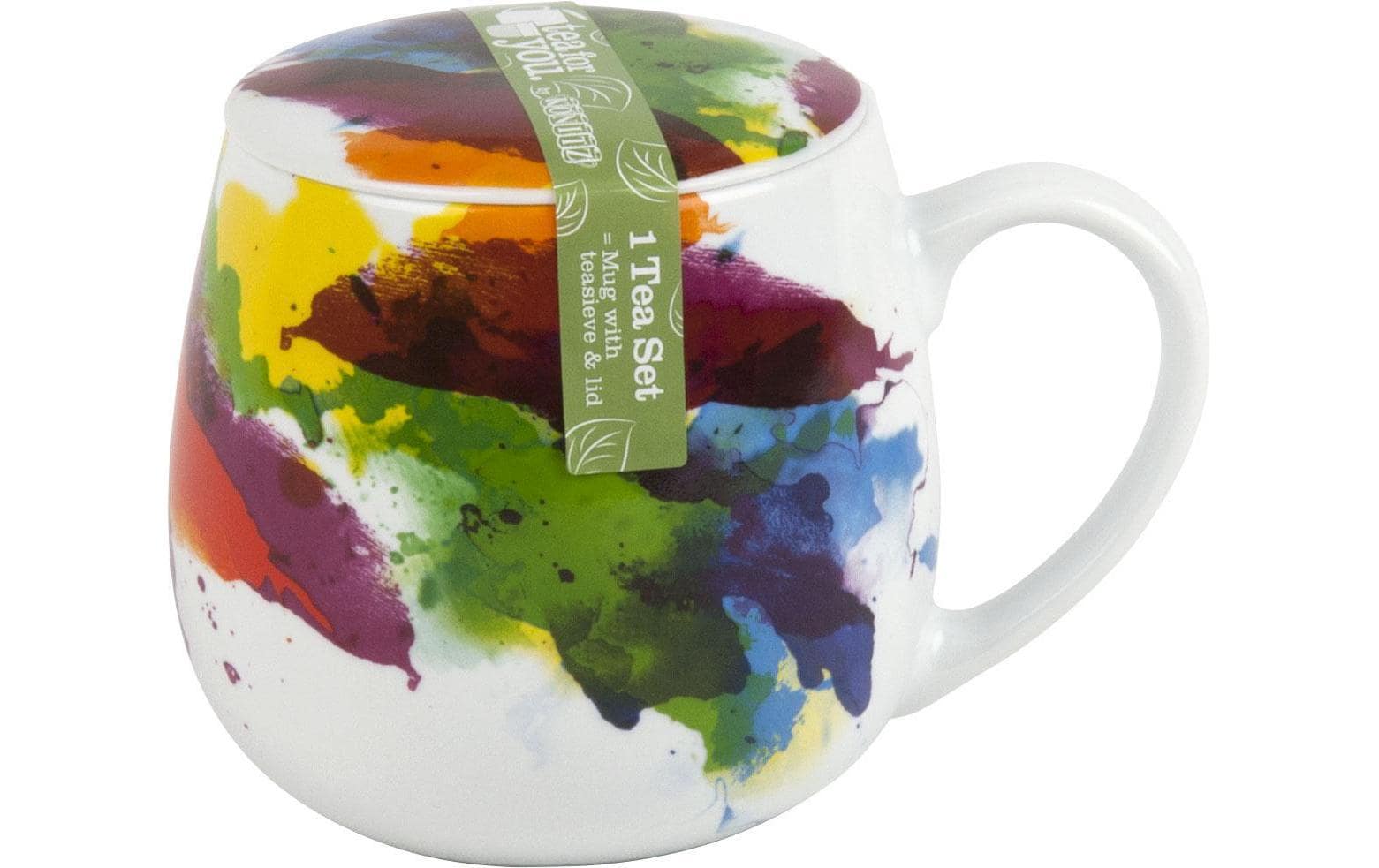 Könitz Porzellan Könitz Teetasse Tea for you On Colour Flow – 420 ml, Ø 8,2 cm, Porzellan, mit Deckel, spülmaschinenfest