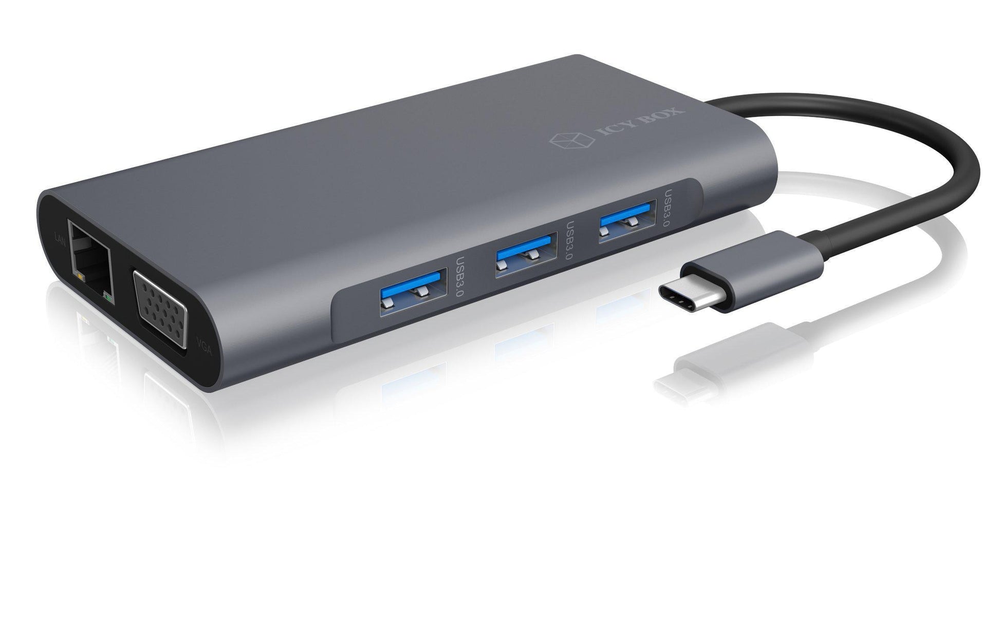 ICY BOX IB-DK4040-CPD Dockingstation – USB-C, 1× HDMI, 1× VGA, 3× USB-A, 100 W PD, GbE, für Windows/Mac
