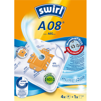 Swirl Staubbeutel A 08 – 4 Stück, für AEG Vampyr/Exquisit/Powertec