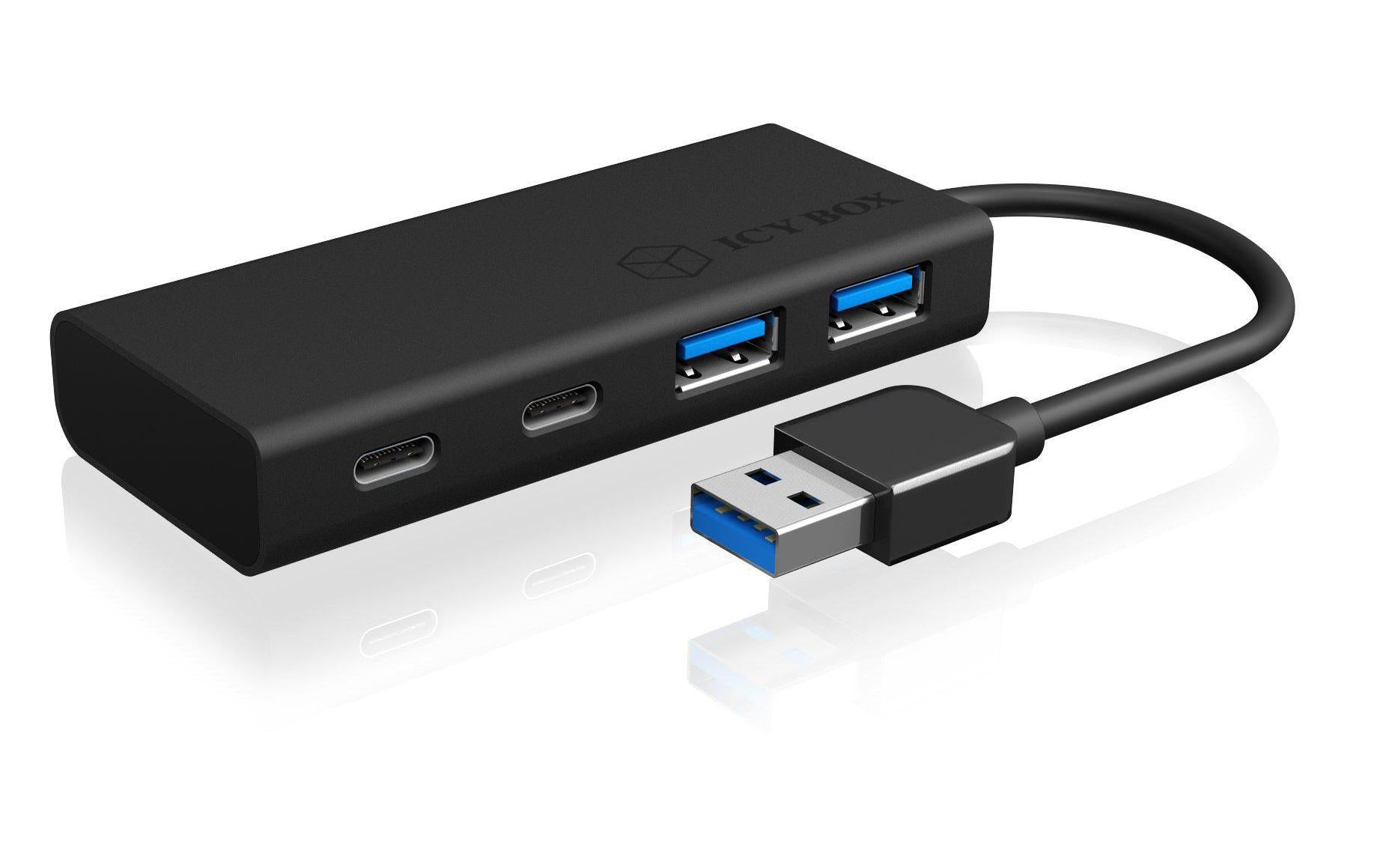 ICY BOX IB-HUB1426-U3 USB-Hub – USB-A, 2× USB-A, 2× USB-C, für Windows/Mac