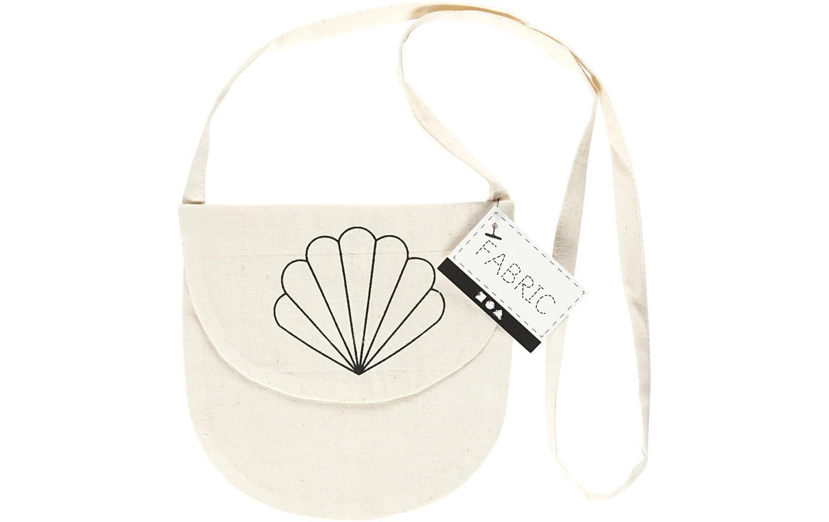 Creativ Company Umhängetasche, Baumwolle, Beige, Meermuschel-Motiv, 15 × 14 cm