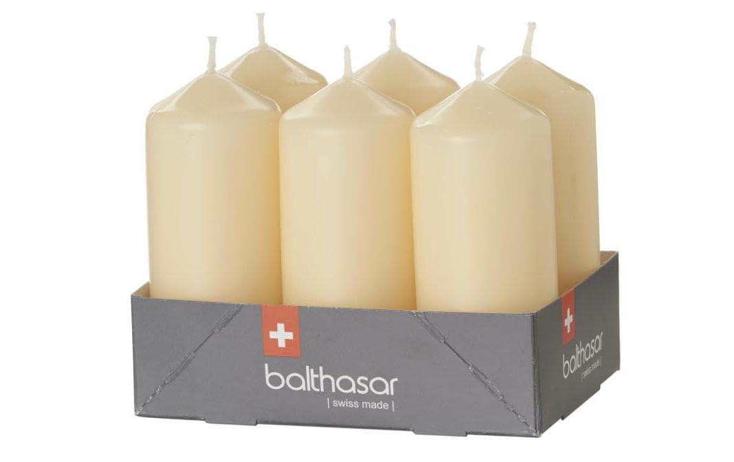 Balthasar Zylinderkerze – Ø 4 × 9,5 cm – beige, 6-teilig