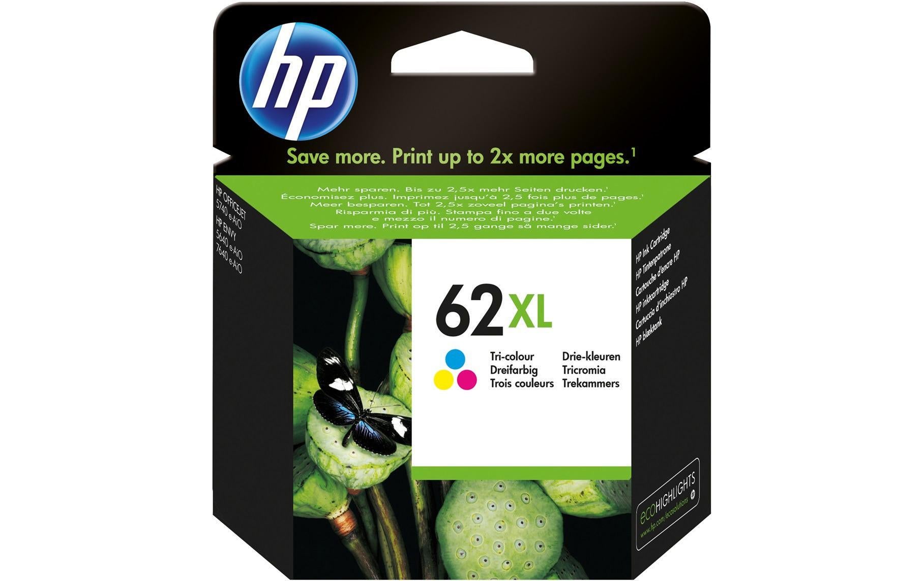 HP Tintenpatrone 62XL, Farbe, 415 Seiten – für 62/62XL