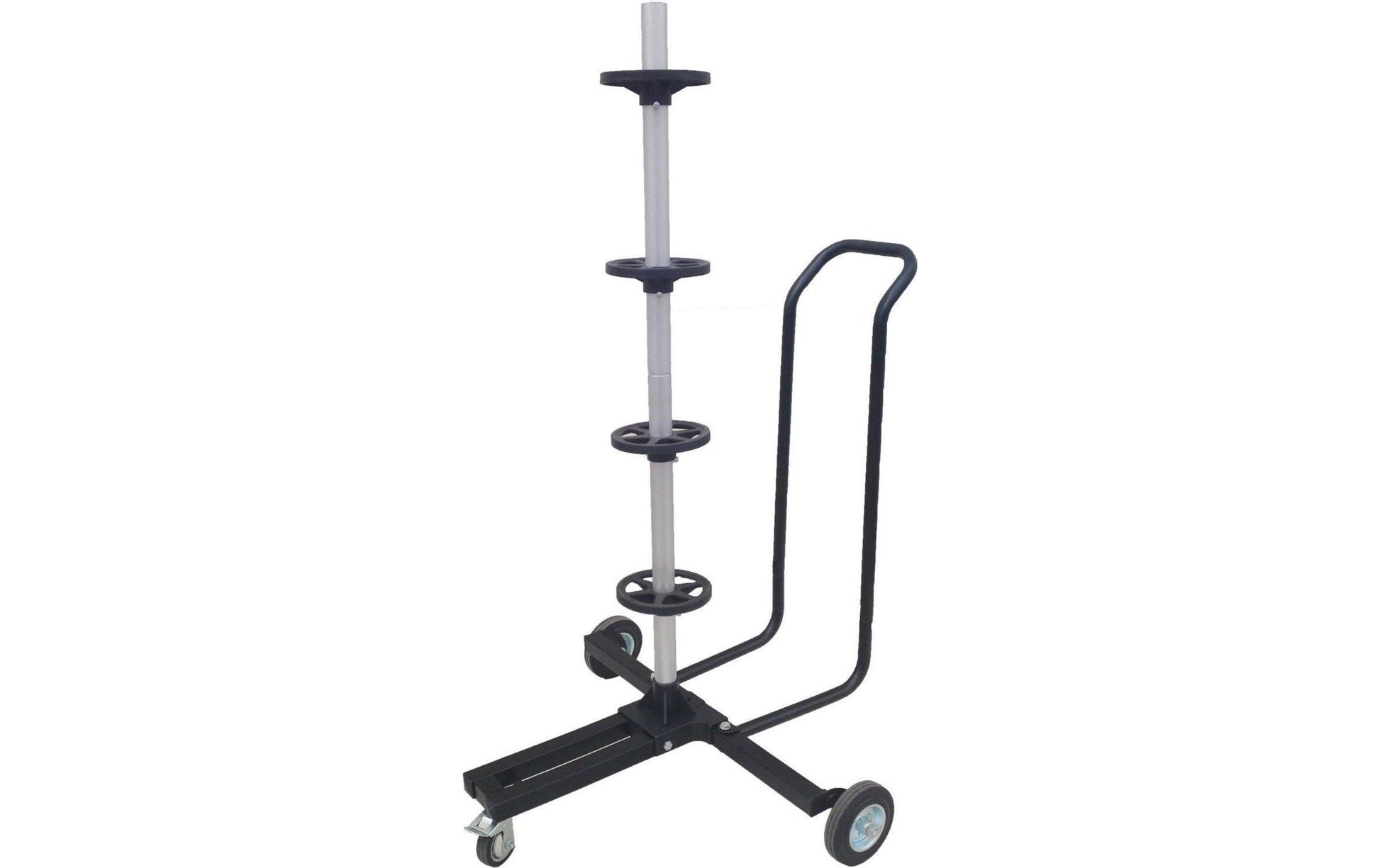 HP Autozubehör Felgenbaum 4 Regale – freistehend, mit Feststellbremse, schwarz/silber, für Reifen bis 225 mm