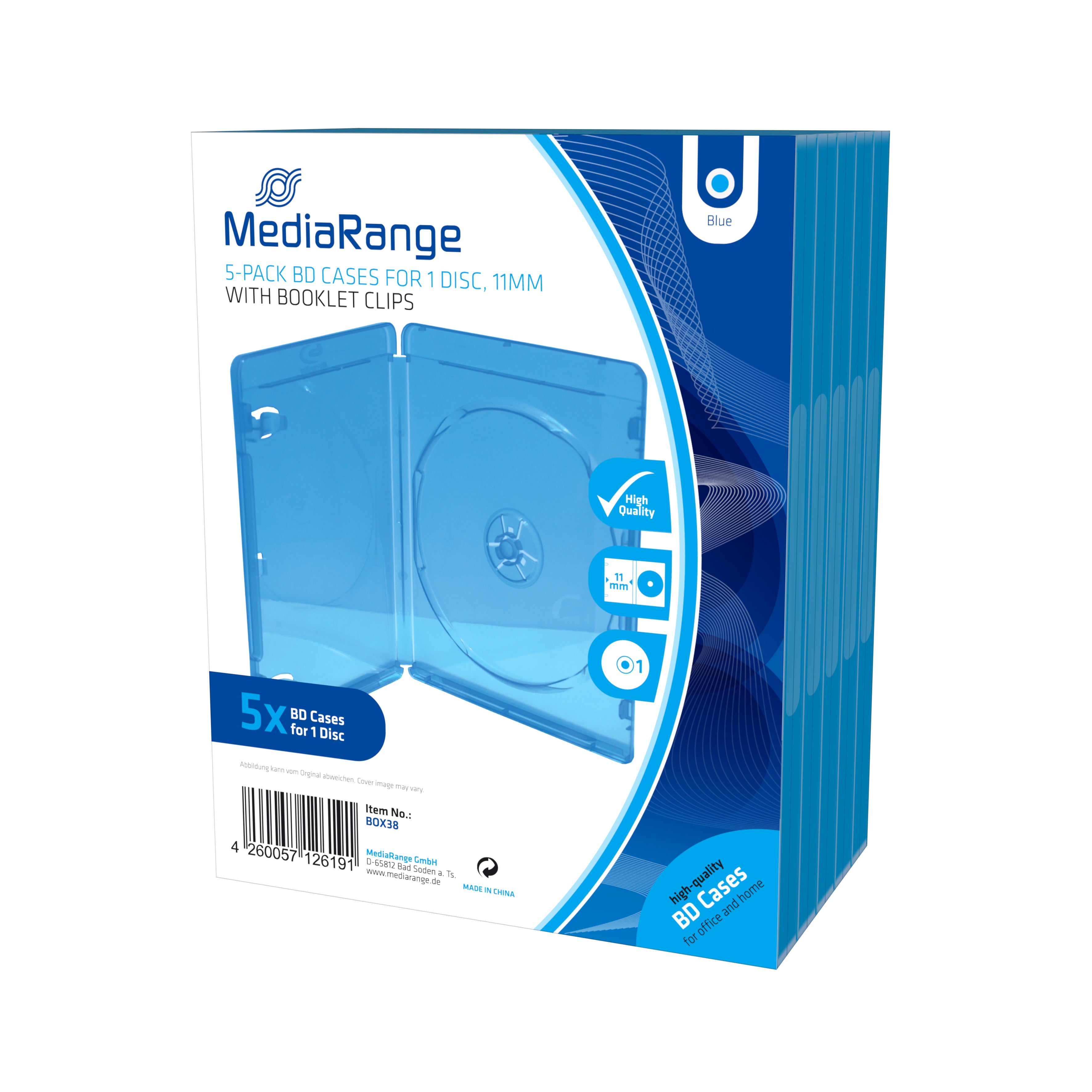 MediaRange Ersatzhüllen – 1 Disk, Kunststoff, 134 × 55 × 171 mm, 5er Pack