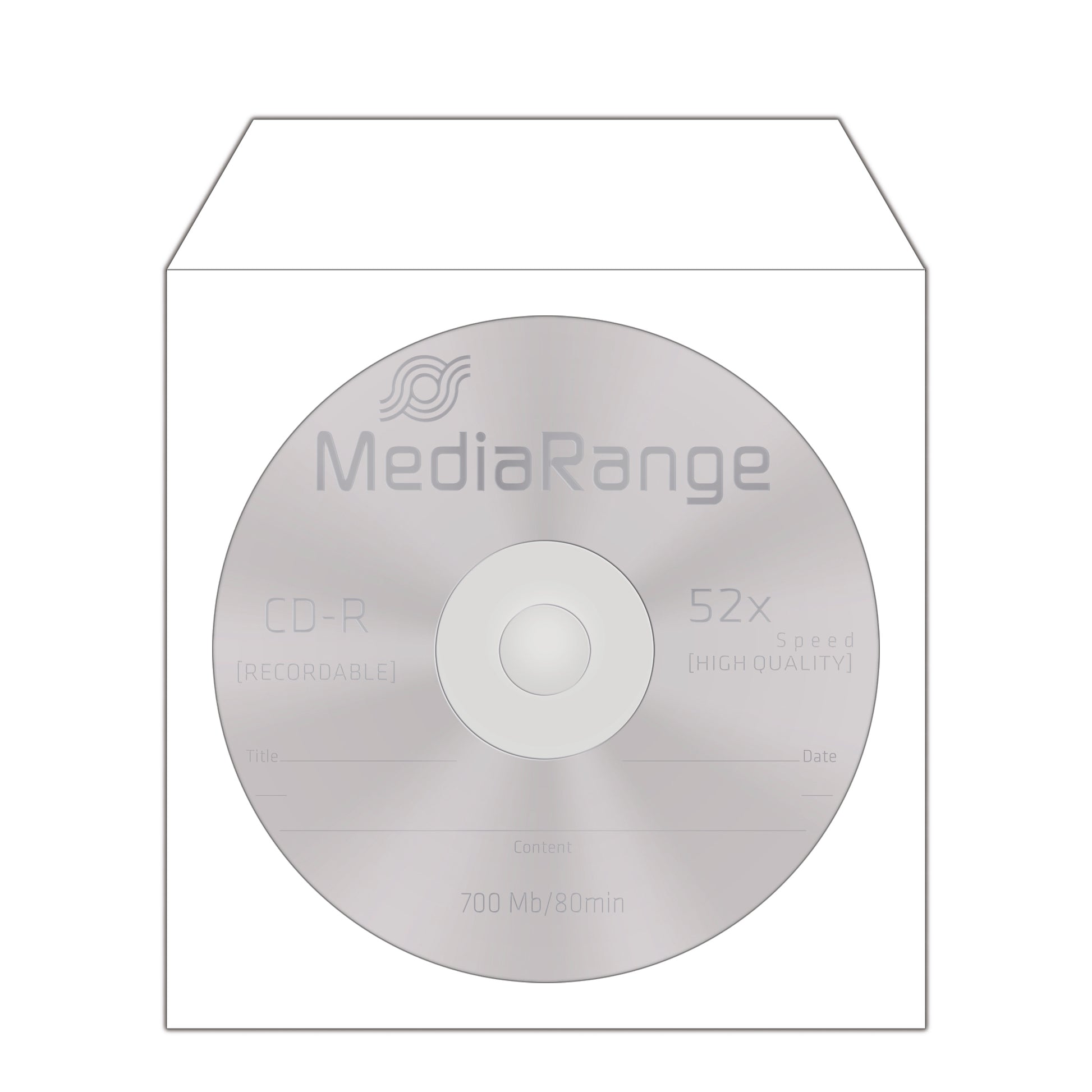 MediaRange CD-Tasche – 1 Disk, Papier/Kunststoff, 125 × 125 mm, 50er Pack