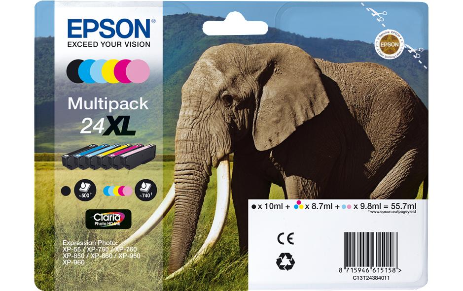 Epson Tintenpatronen-Multipack 24XL, 6er-Pack – für Inkjetdrucker/Multifunktionsgeräte