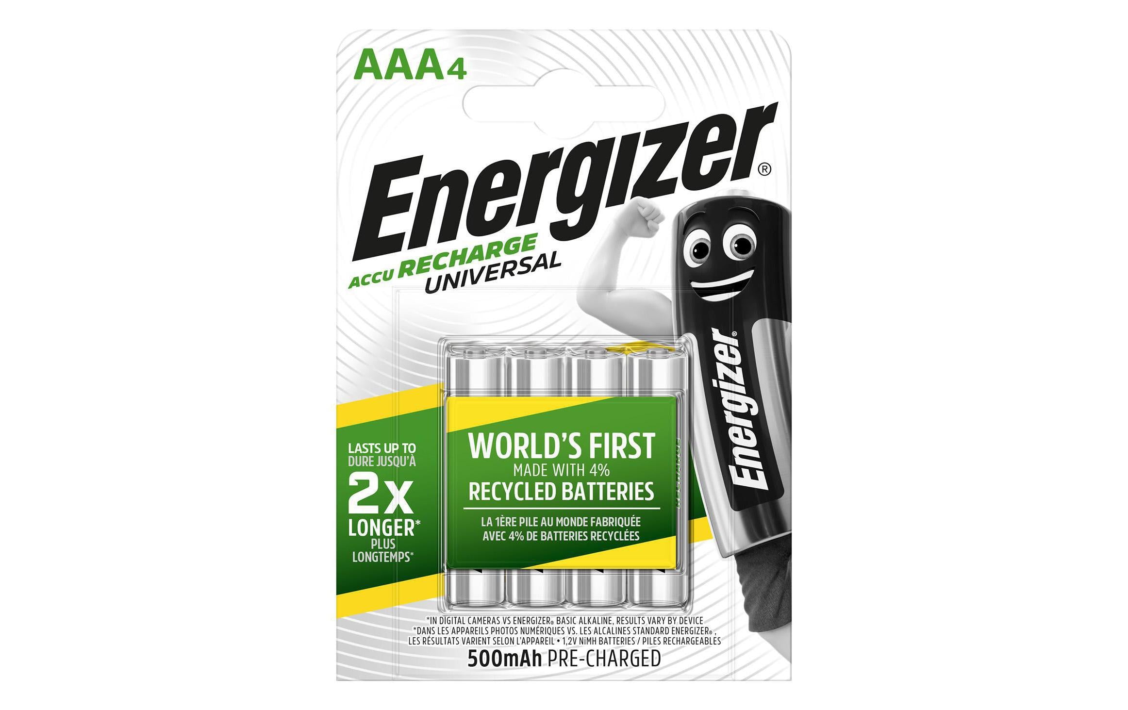Energizer AAA Akkus, NiMH, 500 mAh, 1,2 V – 4 Stk.