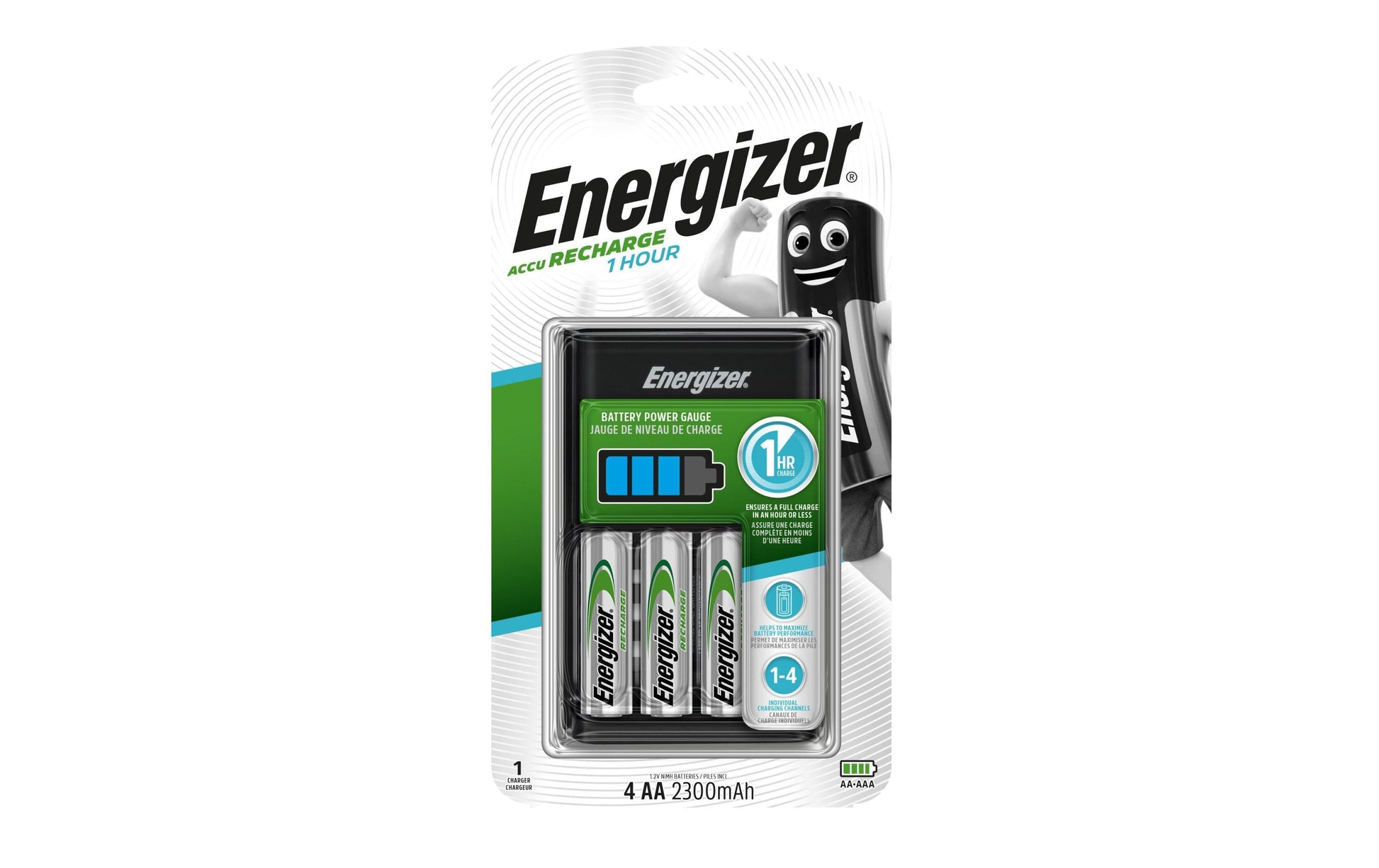 Energizer 1HR Ladegerät – 1 h Ladezeit – für 4× AAA (HR03) NiMH-Akkus