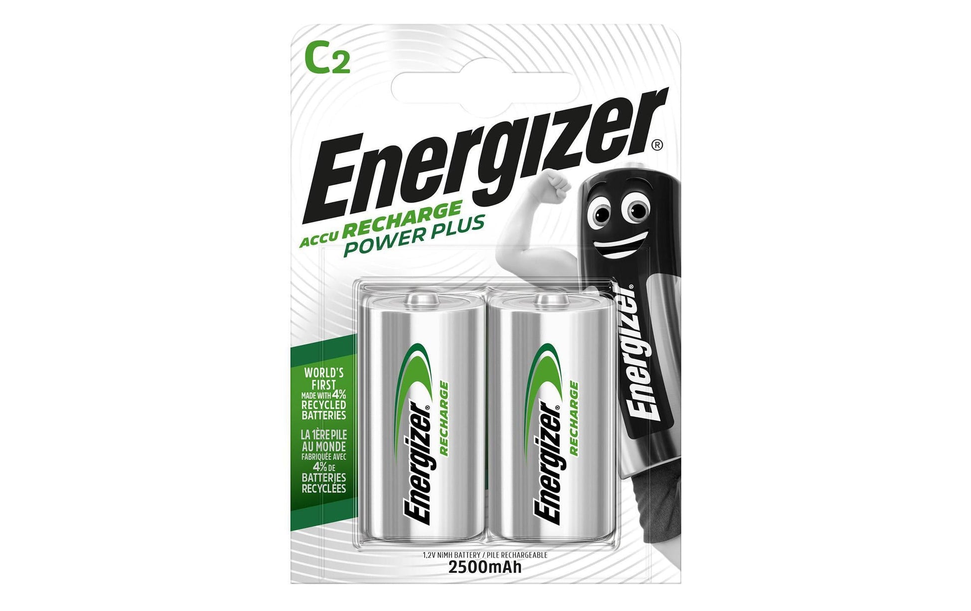 Energizer ENRC2500P2 Akku 1,2 V 2500 mAh 3,00 Wh Ni-MH – für C-Geräte