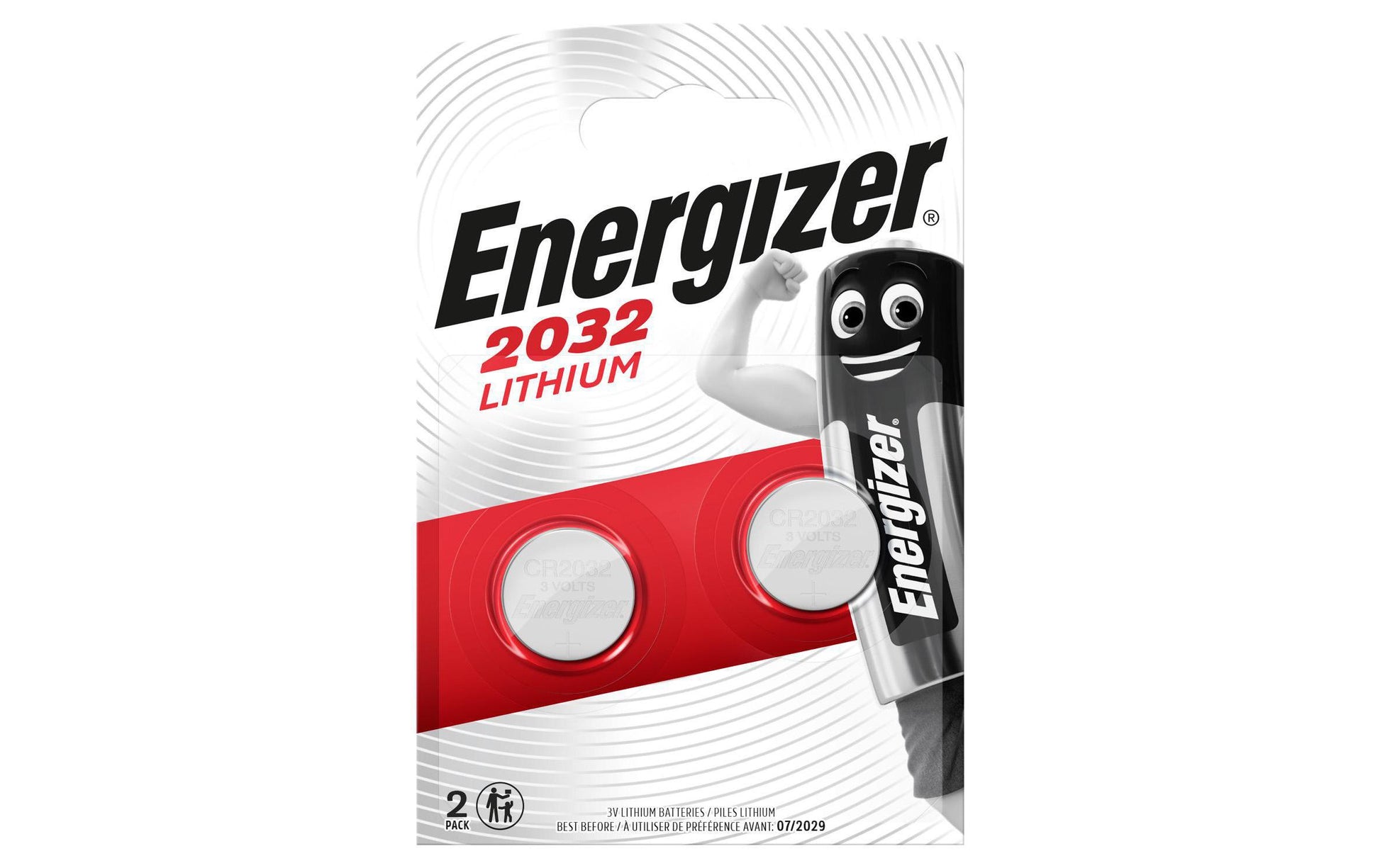 Energizer Knopfzellen CR2032, Lithium-Mangandioxid, 3 V – 2 Stk.