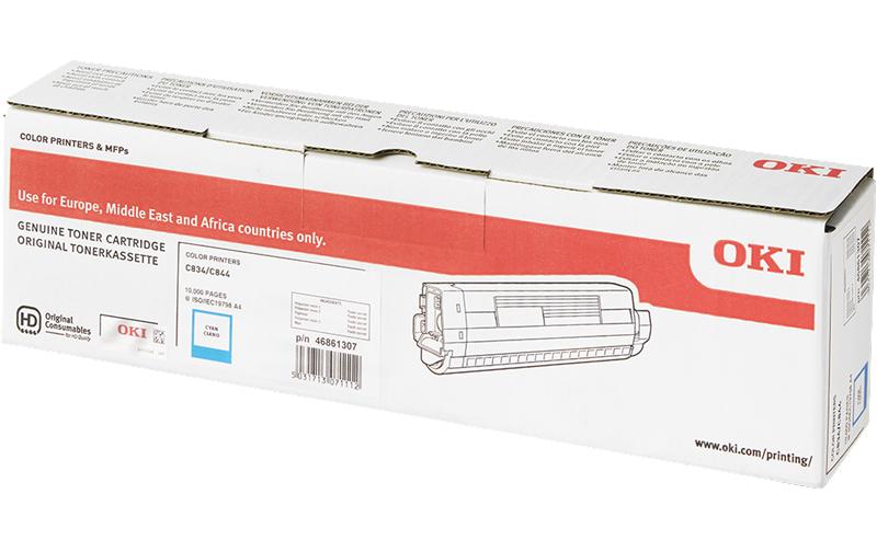 OKI Toner 46861307 – cyan, 10'000 Seiten – für OKI C834nw/C834dnw/C844dnw