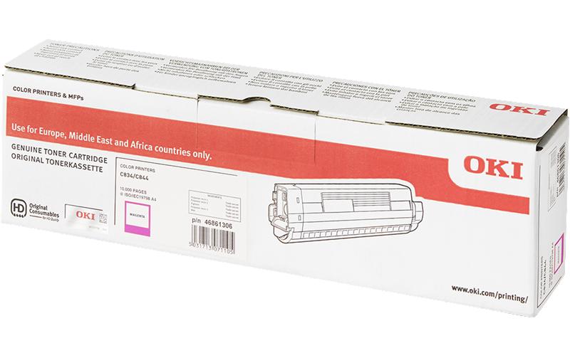 OKI Toner 46861306 – Magenta, 10'000 Seiten – für OKI C834nw/C834dnw/C844dnw