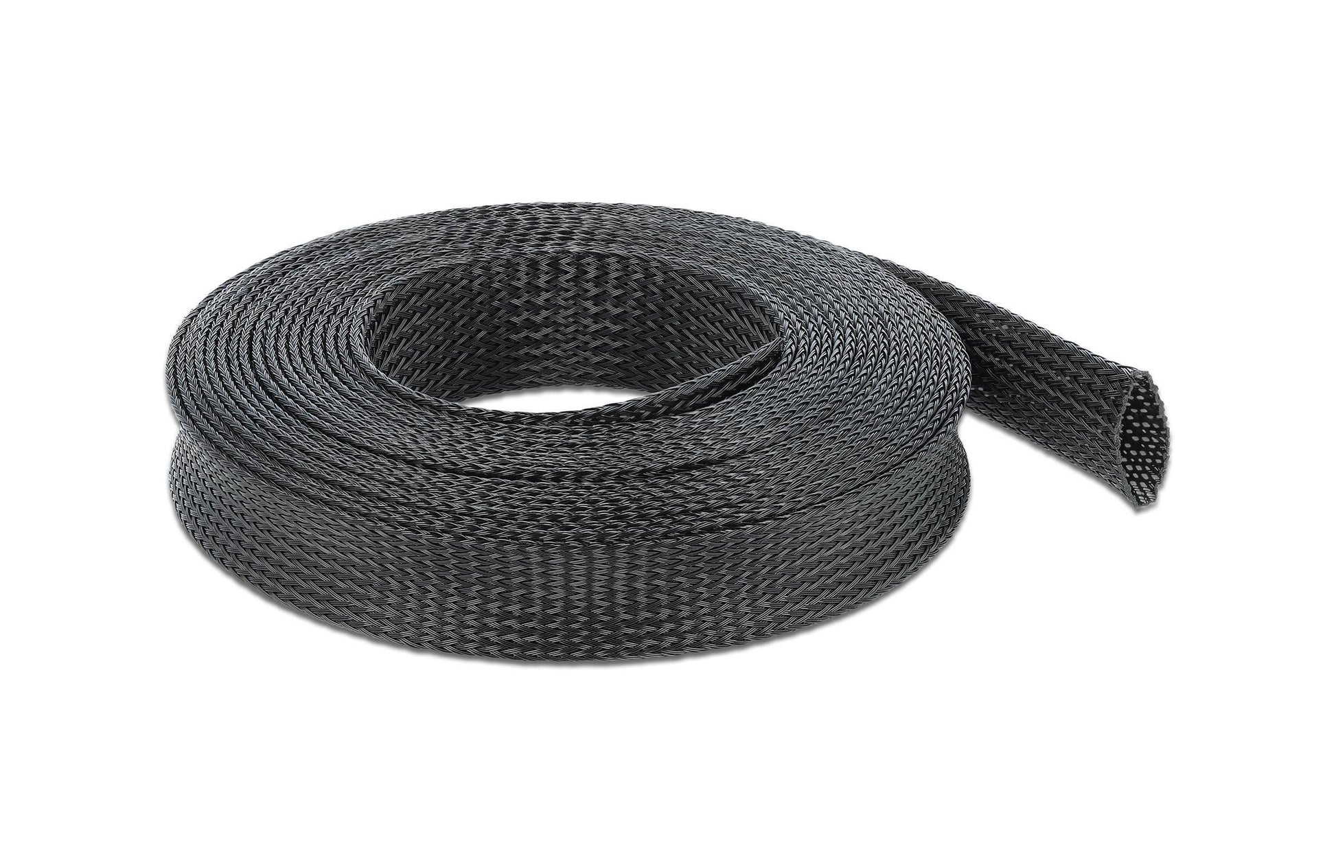 DeLOCK Kabelschlauch, Ø 25 mm × 5 m, zuschneidbar, dehnbar, hitzebeständig – schwarz