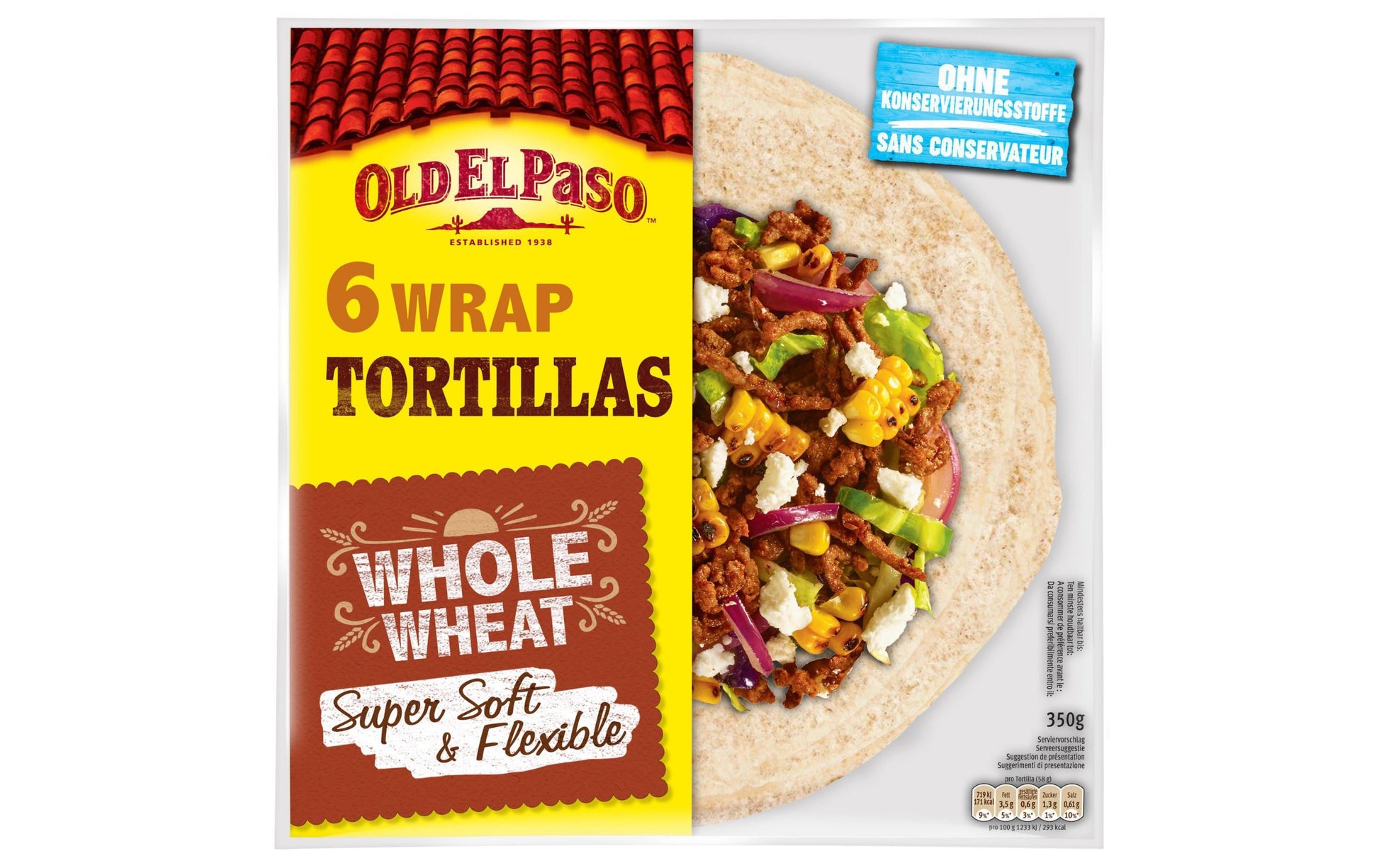 Old El Paso Weizentortillas – Vollkorn, laktosefrei – 350 g