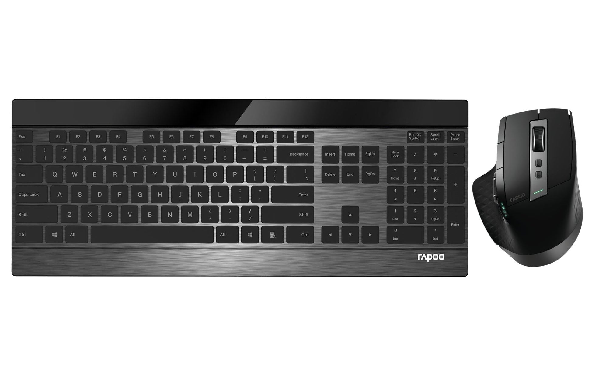 Rapoo 9900M – Tastatur, kabellos (Bluetooth/2,4 GHz), CH-Layout (DE-CH), Fullsize (mit Ziffernblock), Scissor