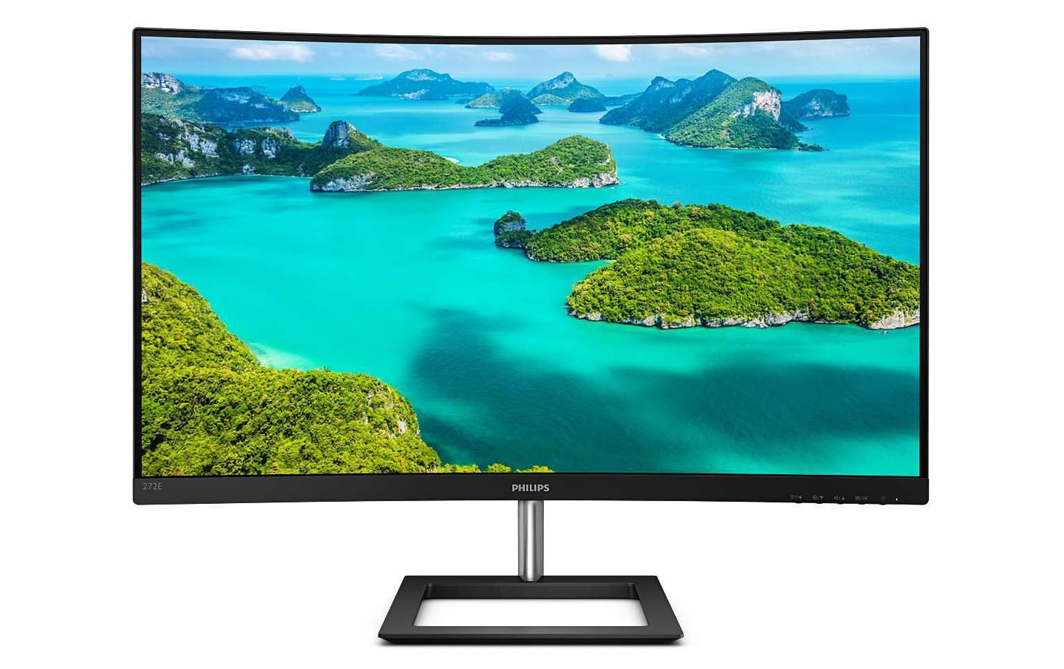 Philips 272E1CA – Monitor, 27", VA, 75 Hz, 250 cd/m², Gebogen, Lautsprecher, VESA 100 × 100, Schwarz