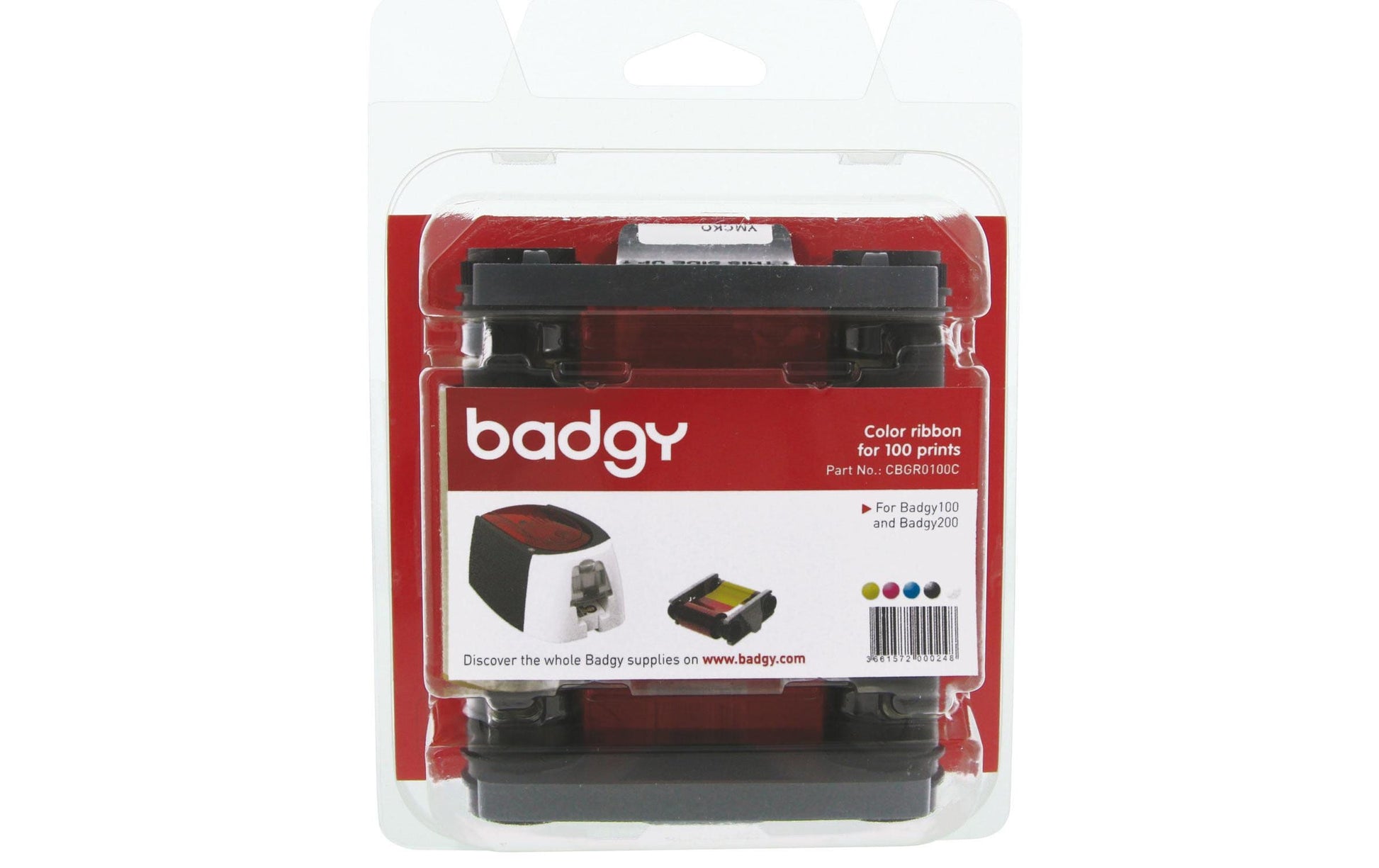 Evolis CBGR0100C Kartendrucker-Farbband – YMCKO, 100 Karten – für Badgy100, Badgy200