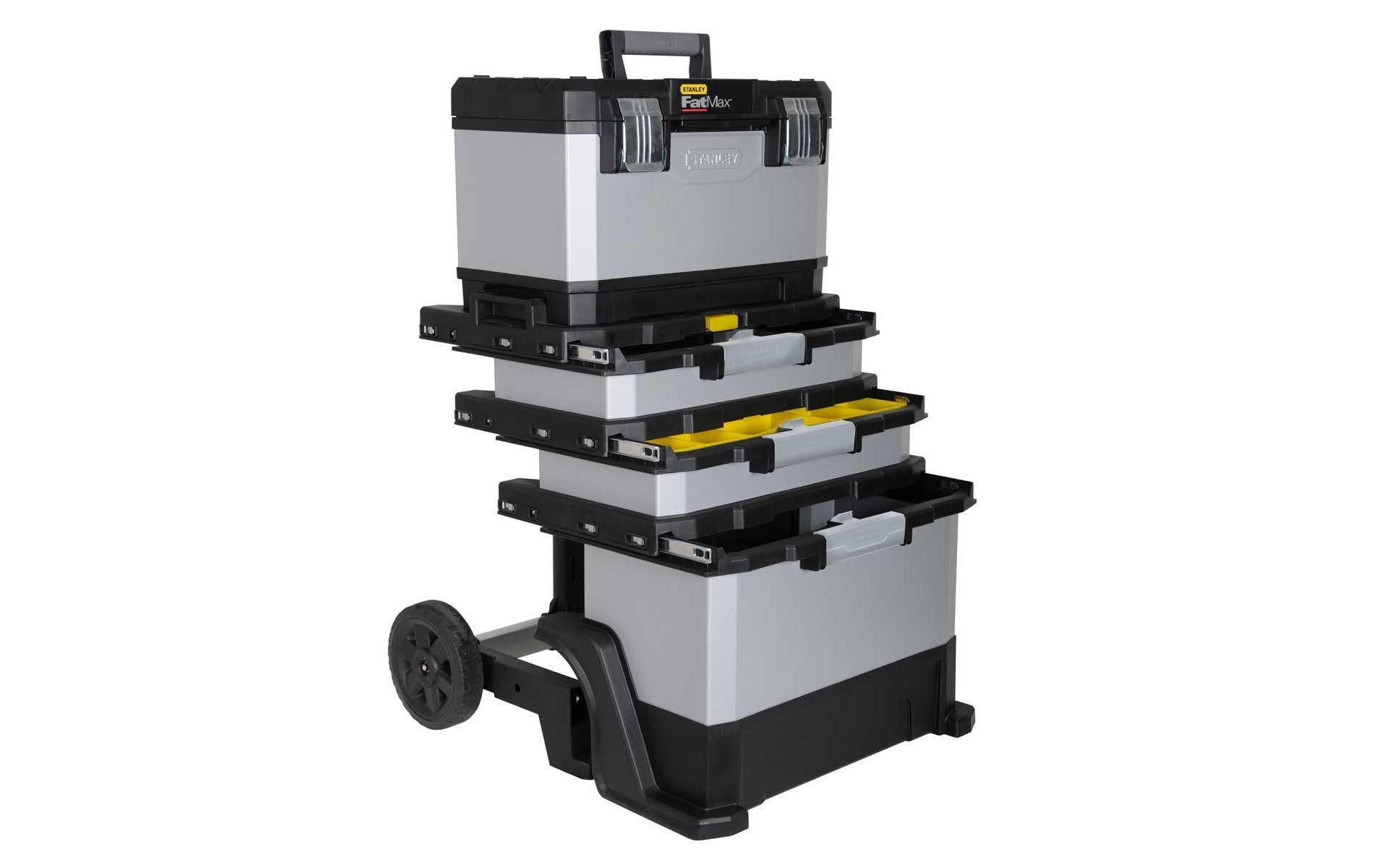 Stanley Werkzeugkasten 1-95-622, 390 × 570 × 900 mm, Kunststoff, schwarz, Rollen, 3 Schubladen