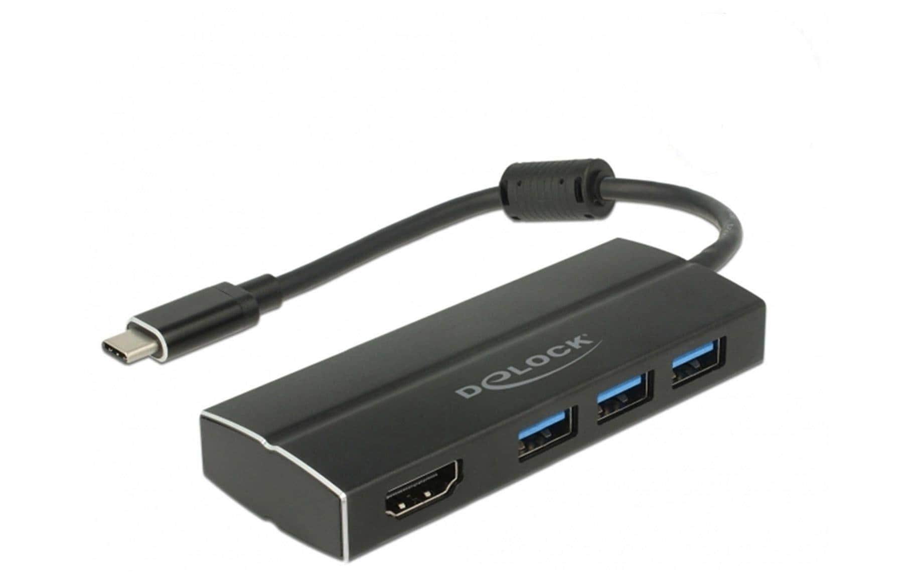 DeLOCK 63931 USB-Hub – USB-C, 1× HDMI, 3× USB-A, für Windows/Mac/ChromeOS