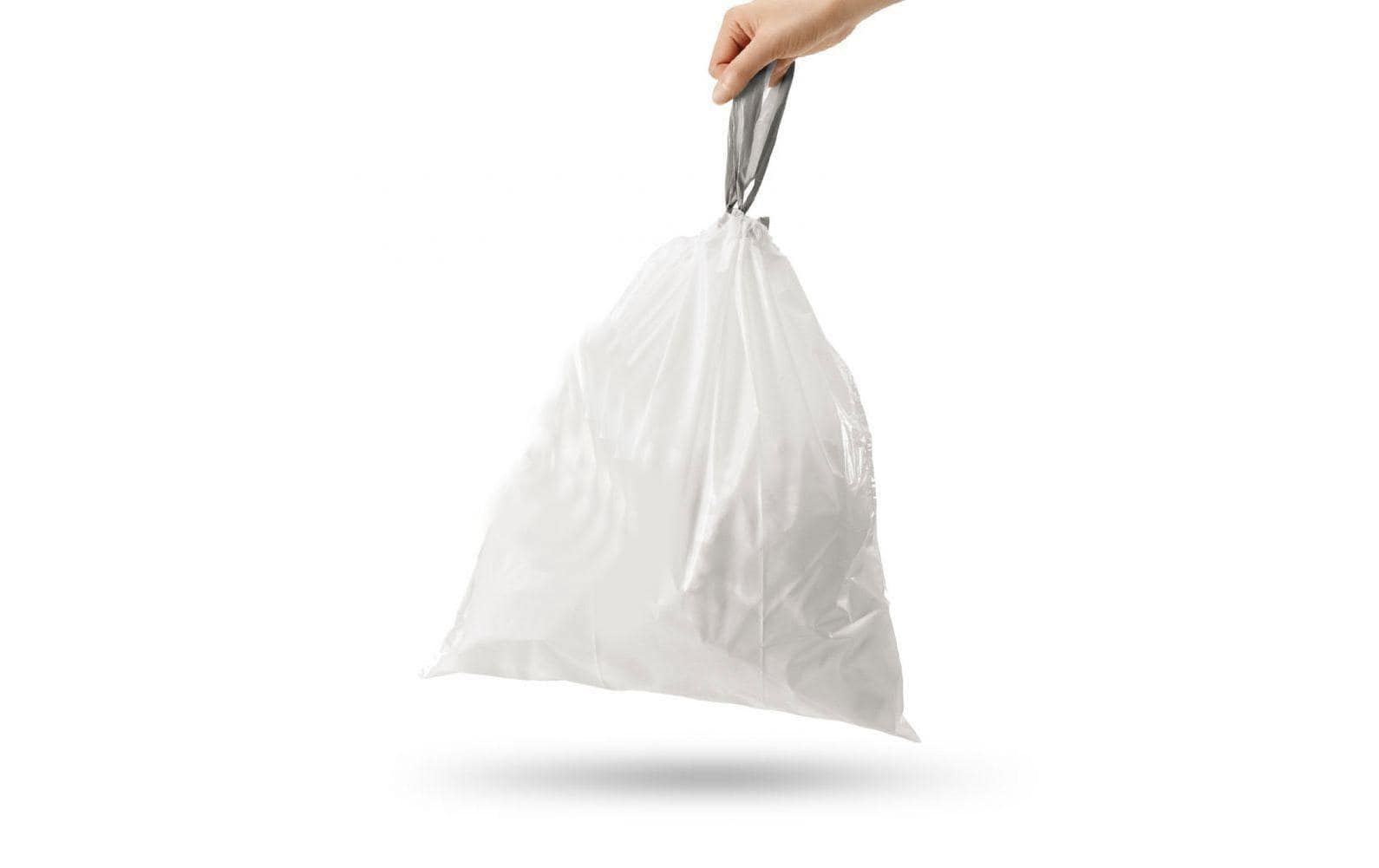 simplehuman Kehrichtsack – 10 l, mit Zugband, PE, weiss, 20 Stk