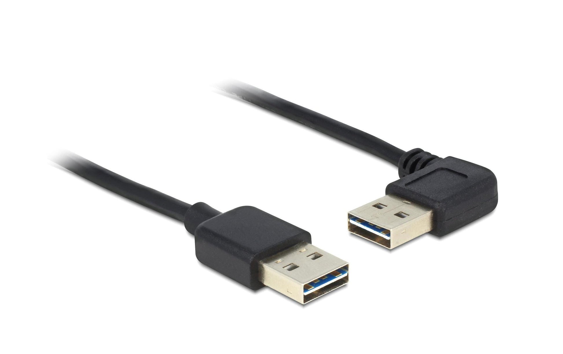 DeLOCK USB-A auf USB-A Kabel – USB 2.0 (480 Mbit/s) – 5 m – Abgewinkelt, Goldstecker – Schwarz