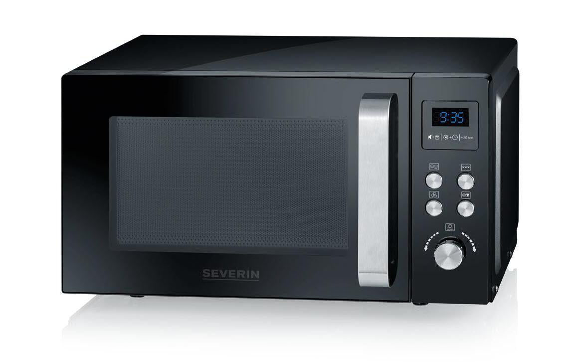 Severin Kombi-Mikrowelle MW 7752 – 25 l, Grill & Heissluft, 900 W – Schwarz/Edelstahl