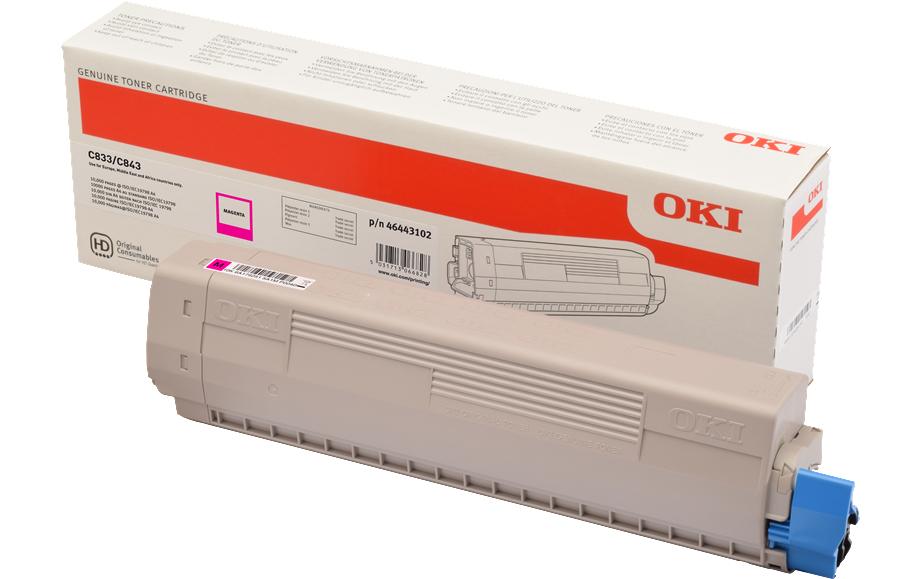 OKI Toner 46443102 – Magenta, 10000 Seiten – für OKI C833/C843