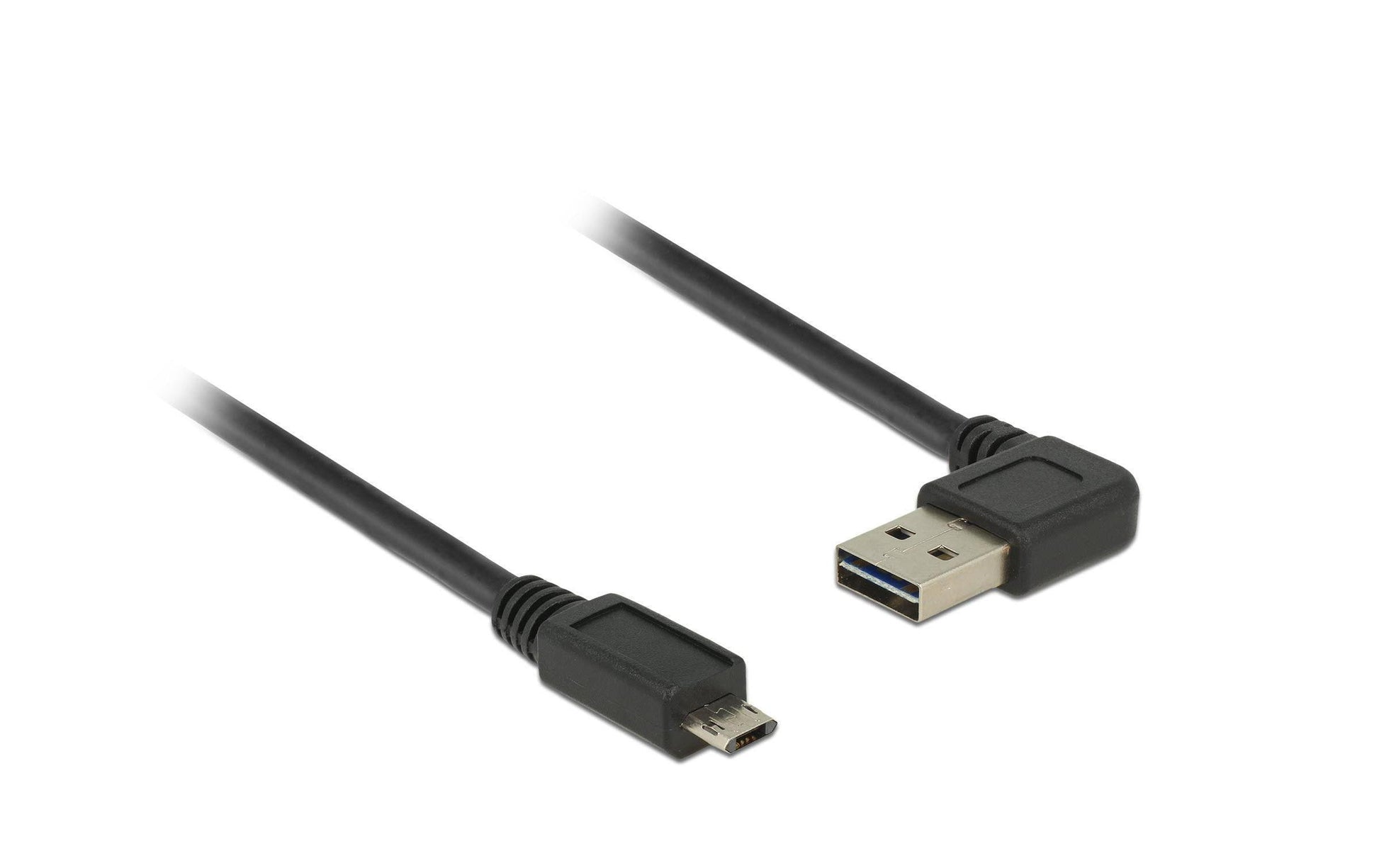 DeLOCK USB-A auf Micro-USB-B Kabel – USB 2.0 (480 Mbit/s) – 0,5 m – Abgewinkelt – Schwarz