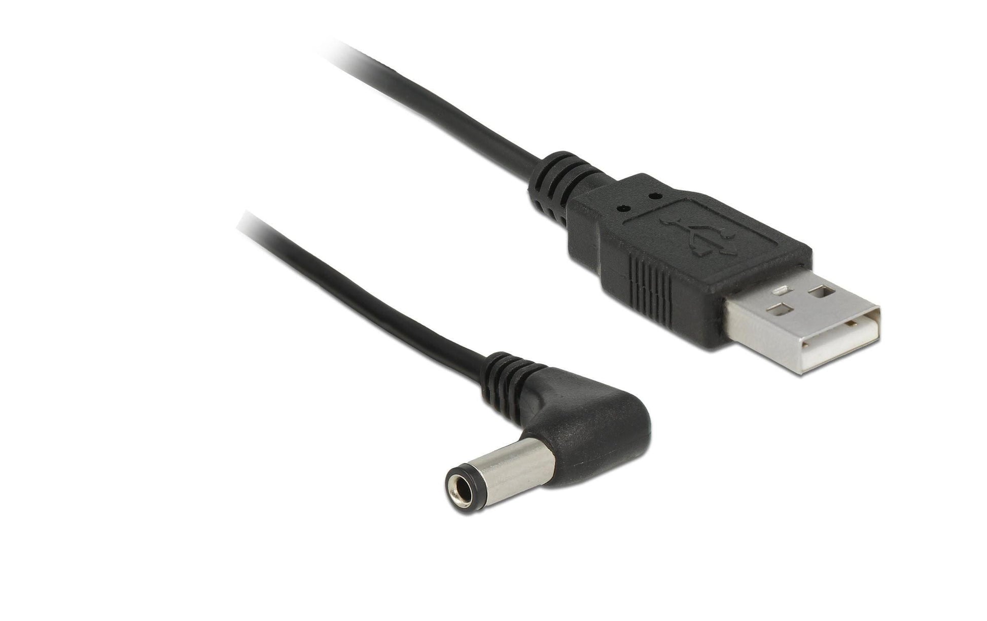 DeLOCK USB-A-zu-DC 5,5×2,5 mm Stromkabel – 1,5 m, abgewinkelt, 5 V, schwarz