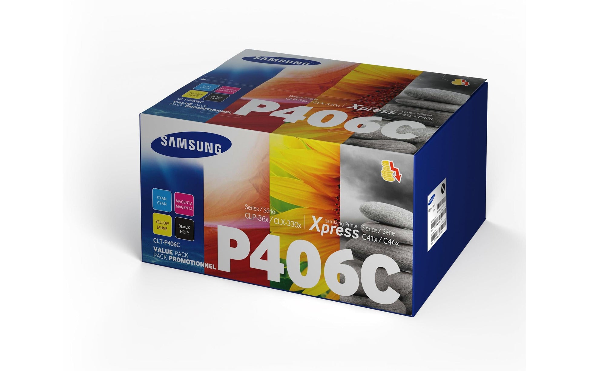 HP Samsung – Toner-Multipack CLT-P406C – BK/C/M/Y, schwarz 1500, C/M/Y 1000 Seiten