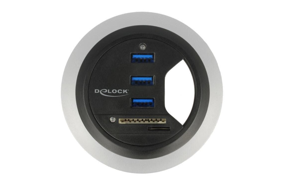 DeLOCK 62869 USB-Hub – USB-A, 3× USB-A (USB 3.0), SD/microSD