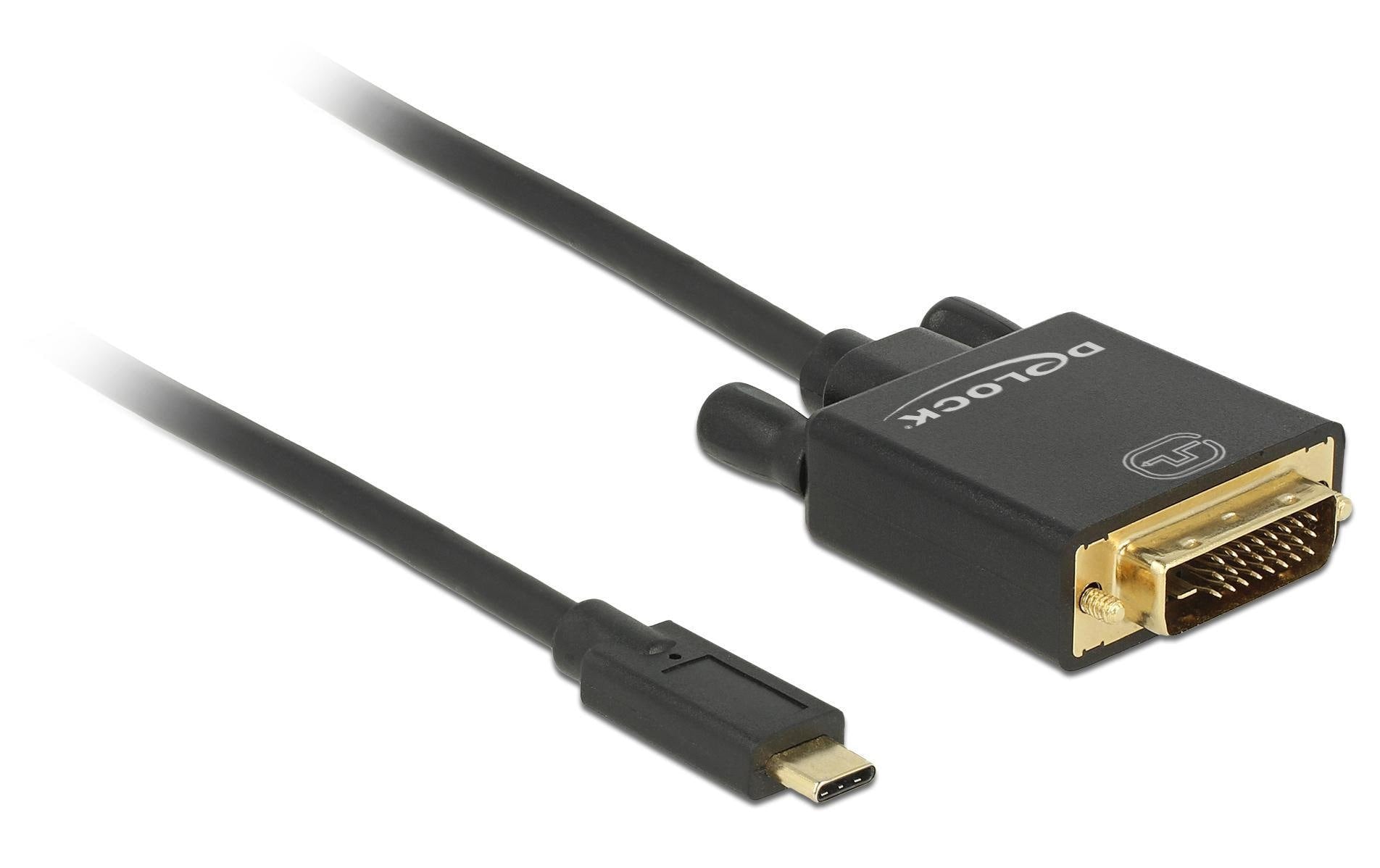 DeLOCK USB-C zu DVI-D Kabel – 4K (3840 × 2160), 3 m, Schwarz, für Geräte mit USB-C (DisplayPort Alt Mode)