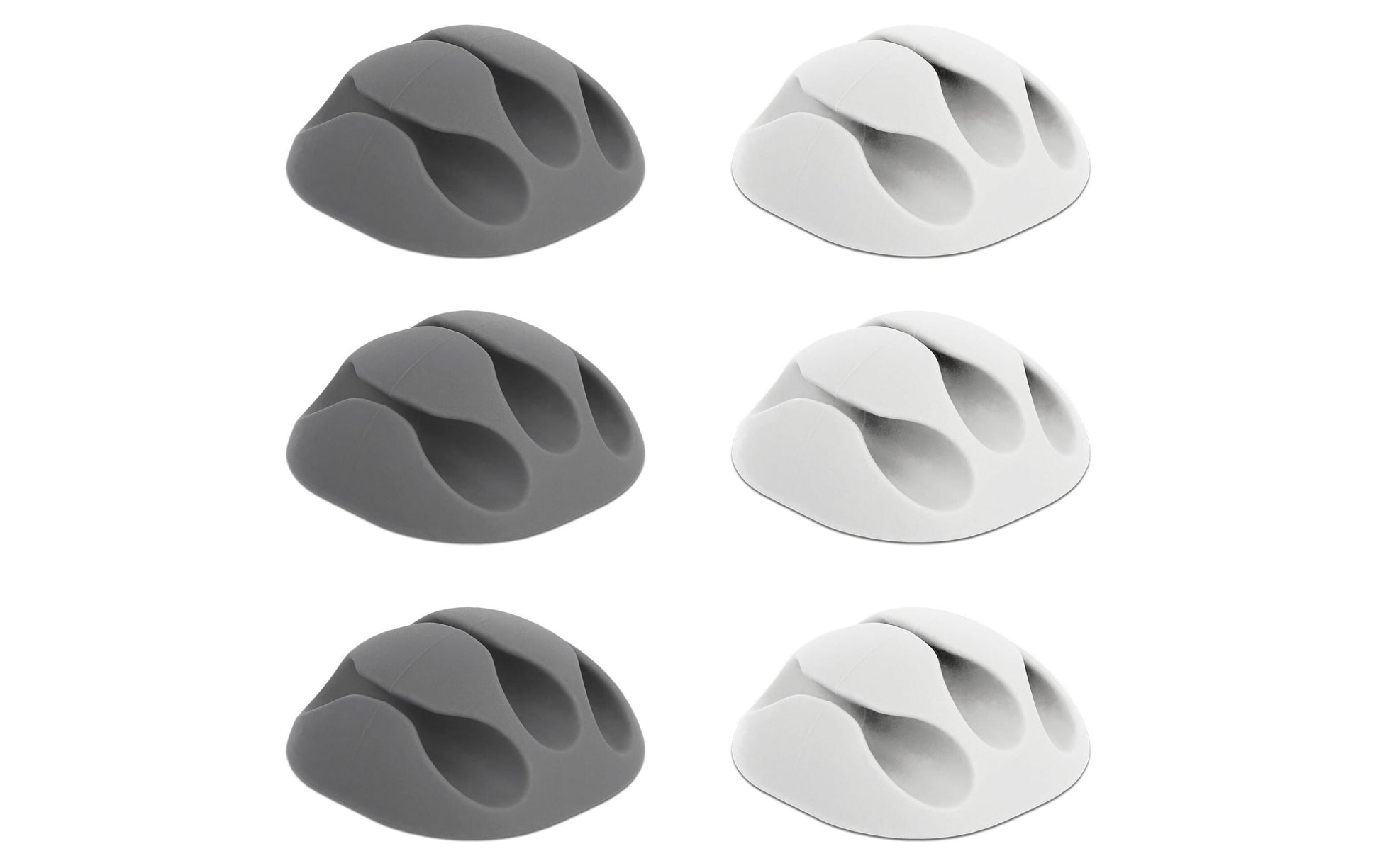 DeLOCK Kabelhalter, selbstklebend, 3 Durchführungen, für Kabel bis Ø 5 mm, Ø 35 mm, 6er-Pack – weiss