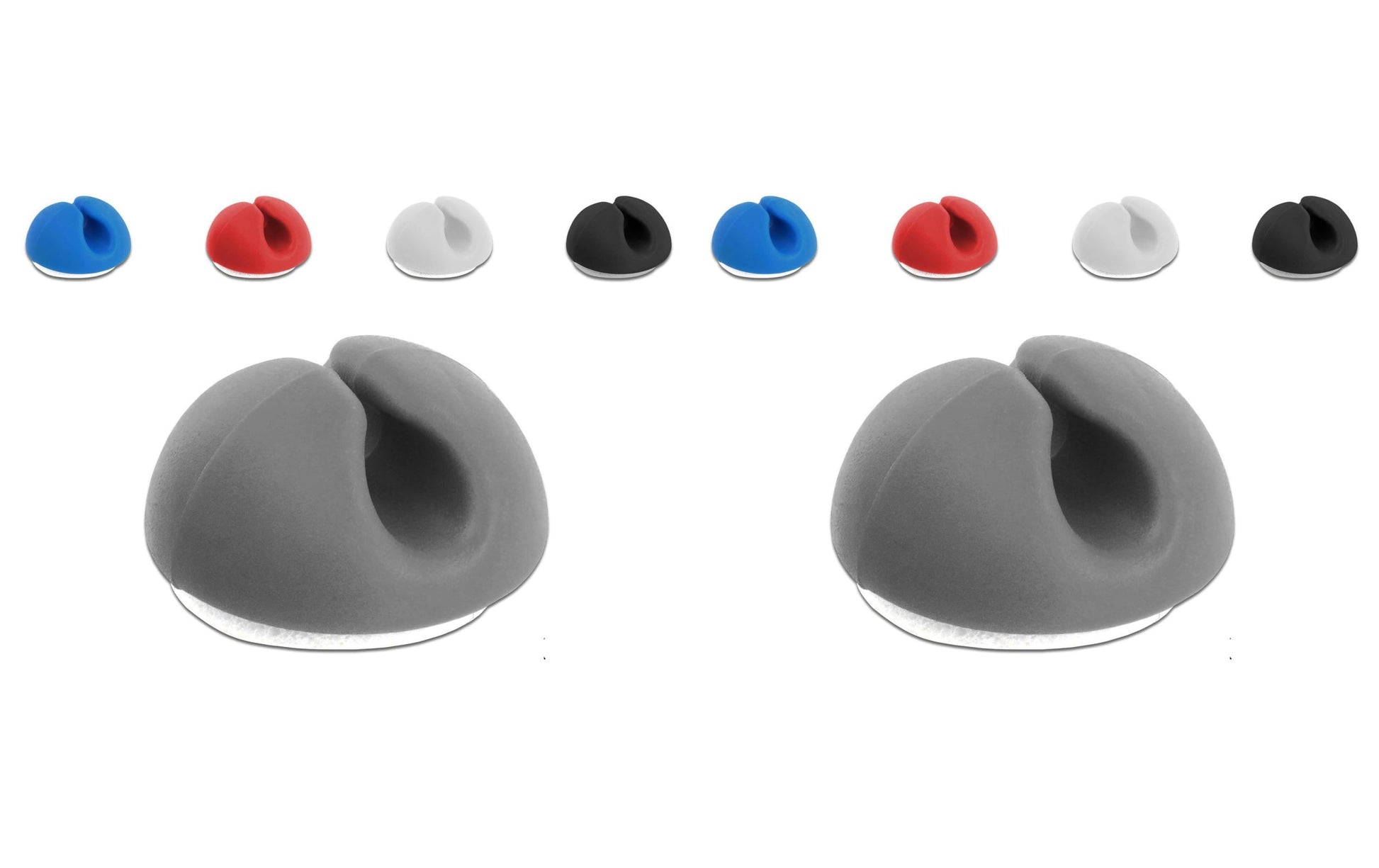 DeLOCK Kabelhalter – selbstklebend – TPR – weiss, schwarz, grau, blau, rot – Ø bis 3 mm – 10 Stück