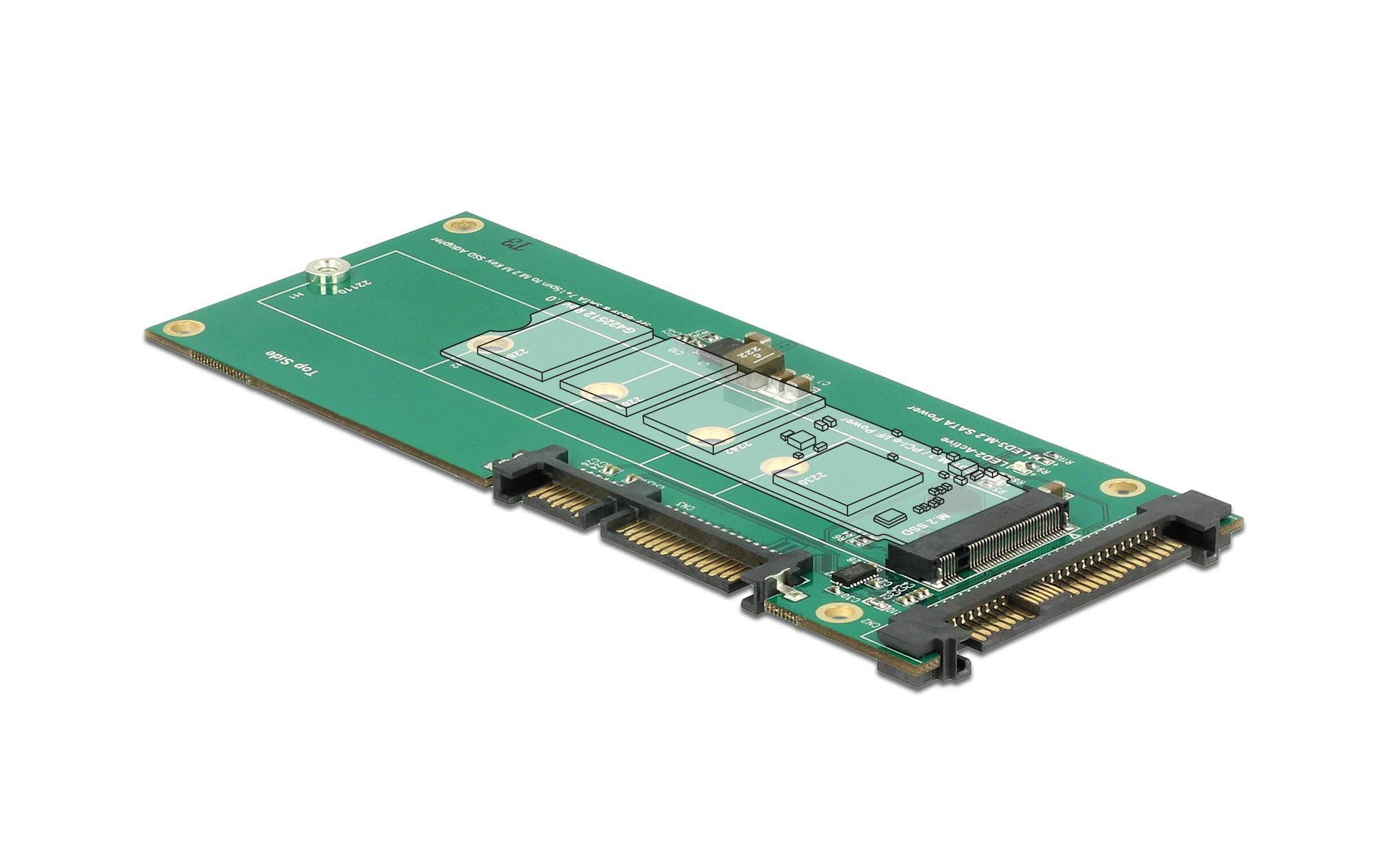 DeLOCK 62864 Adapter U.2/SATA zu M.2 – 6 Gbit/s, M.2 Key-B, für NVMe M.2 oder SATA M.2 – Schwarz/Grün