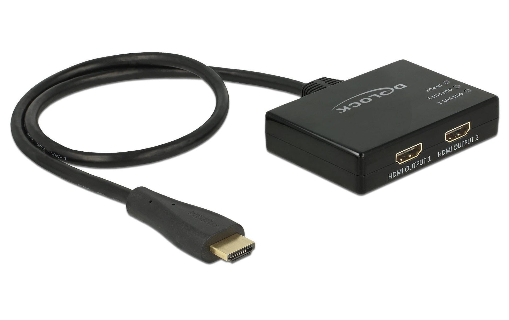 DeLOCK 87700 HDMI Monitorsplitter – 4K (3840 × 2160) @ 30 Hz, 2× HDMI-Ausgang, 0,6 m, USB-Stromversorgung
