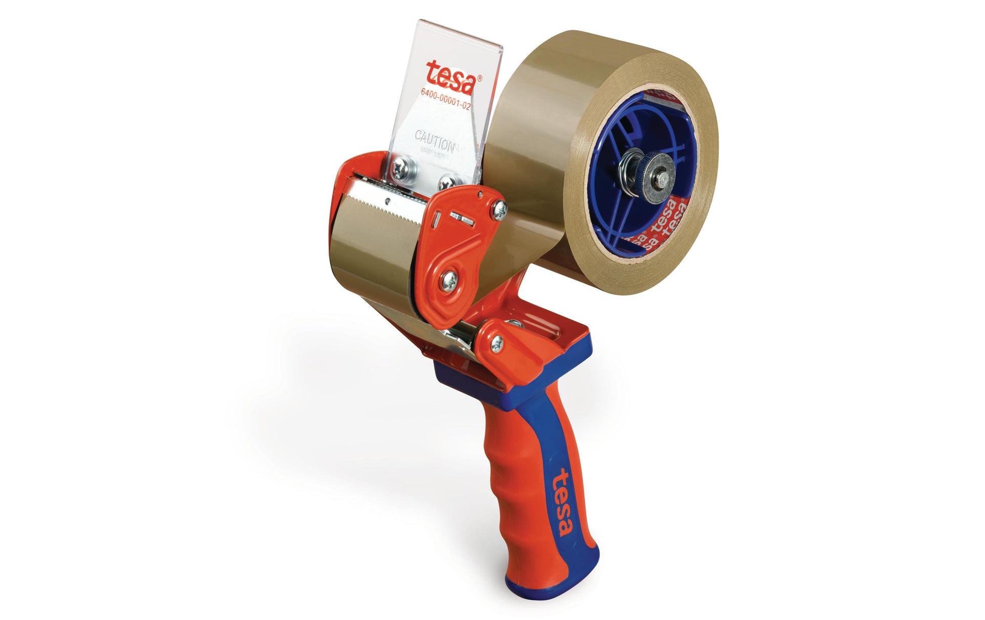 tesa Handabroller Comfort – für Rollenbreite bis 50 mm, für Bandlänge bis 66 m, Metallmesser, Metall