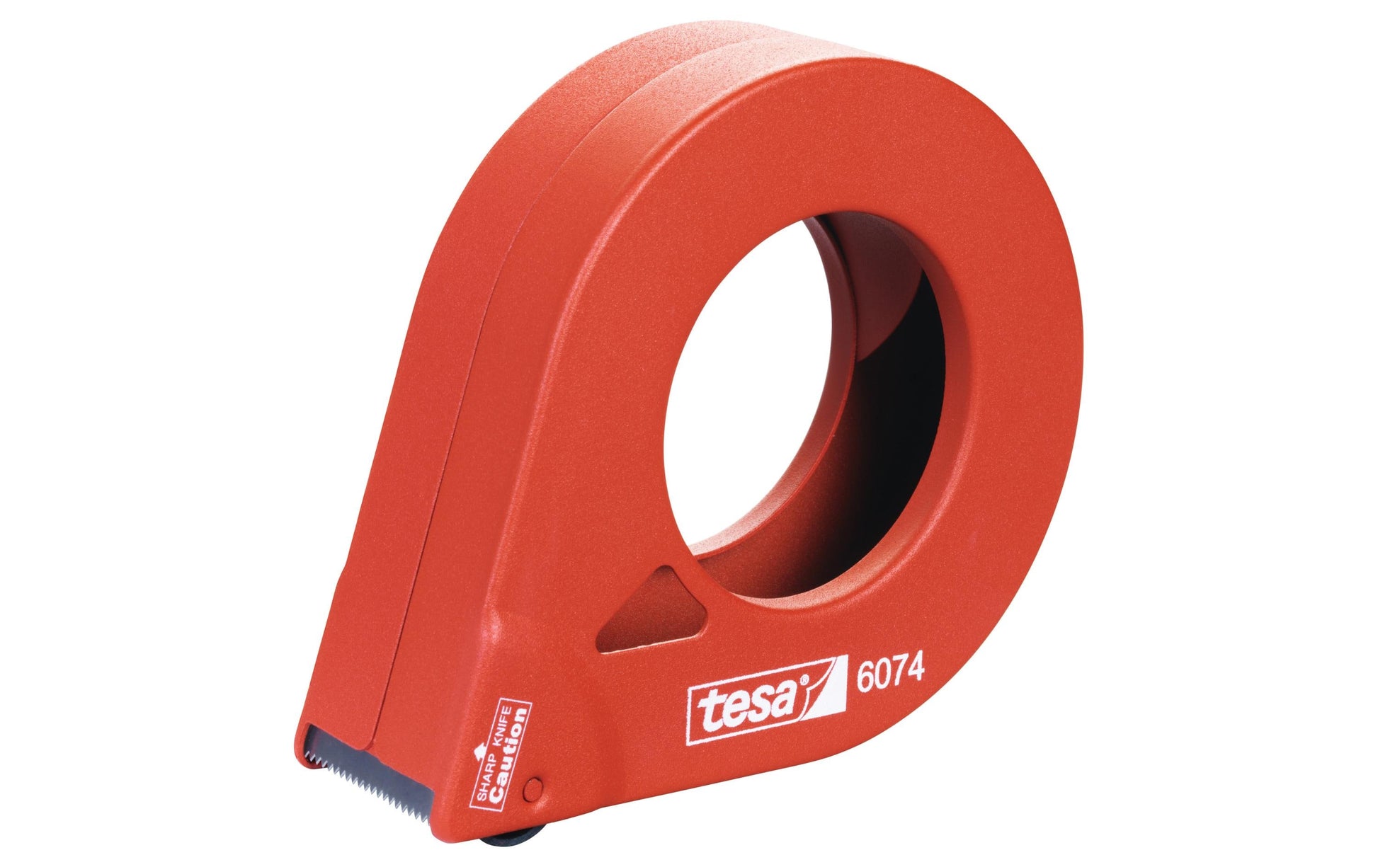 tesa Verpackungsbandabroller – für Rollenbreite bis 38 mm, für Bandlänge bis 66 m, mit Bremse, Metallmesser