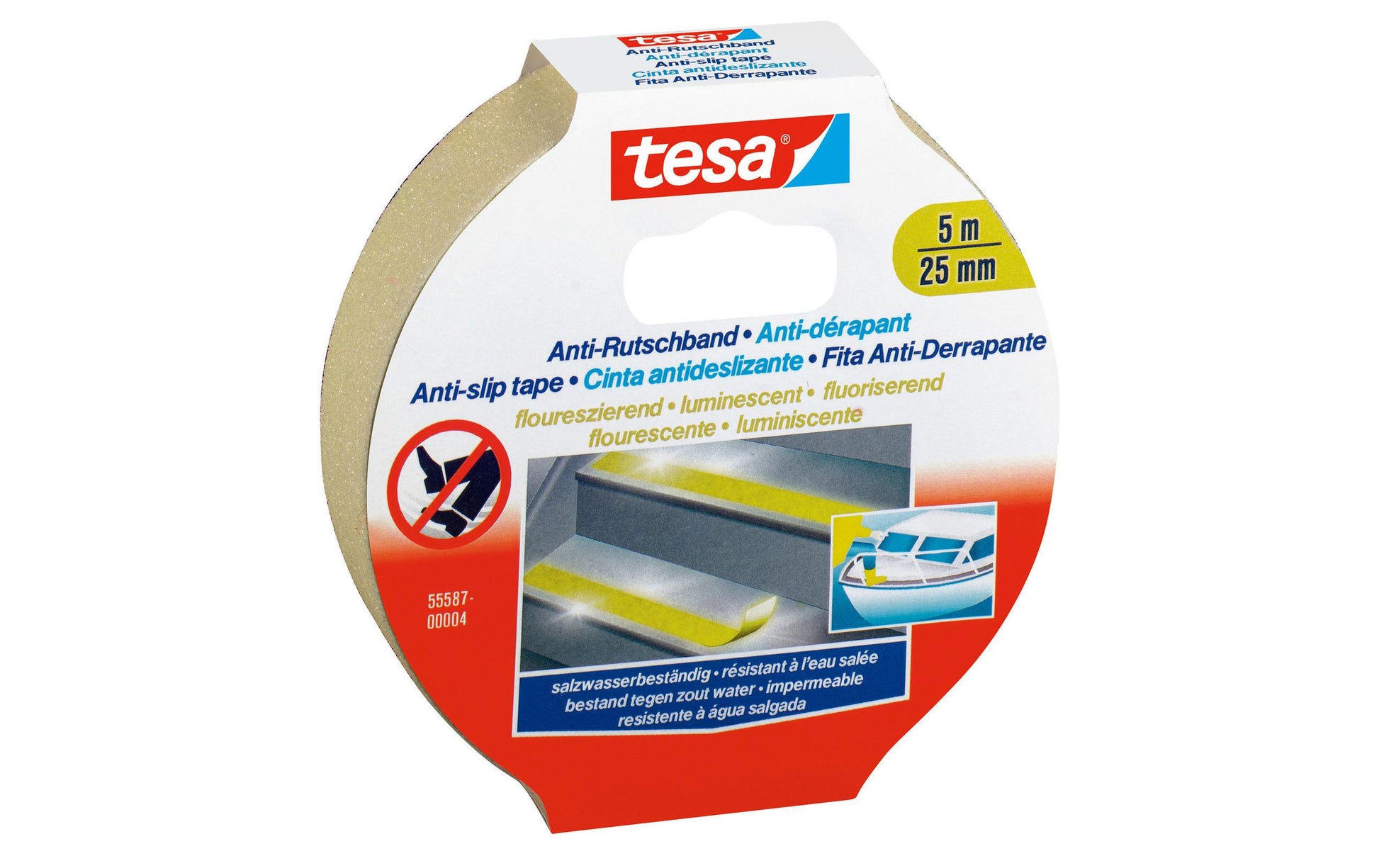 tesa Anti-Rutschband – 25 mm × 5 m, fluoreszierend