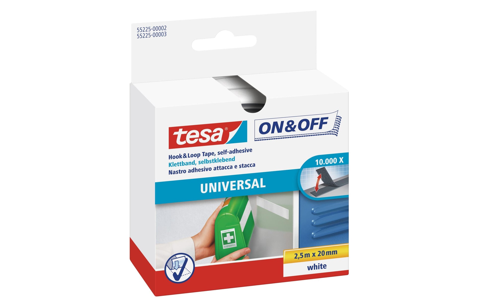Tesa Montageband – 20 mm × 2,5 m, weiss