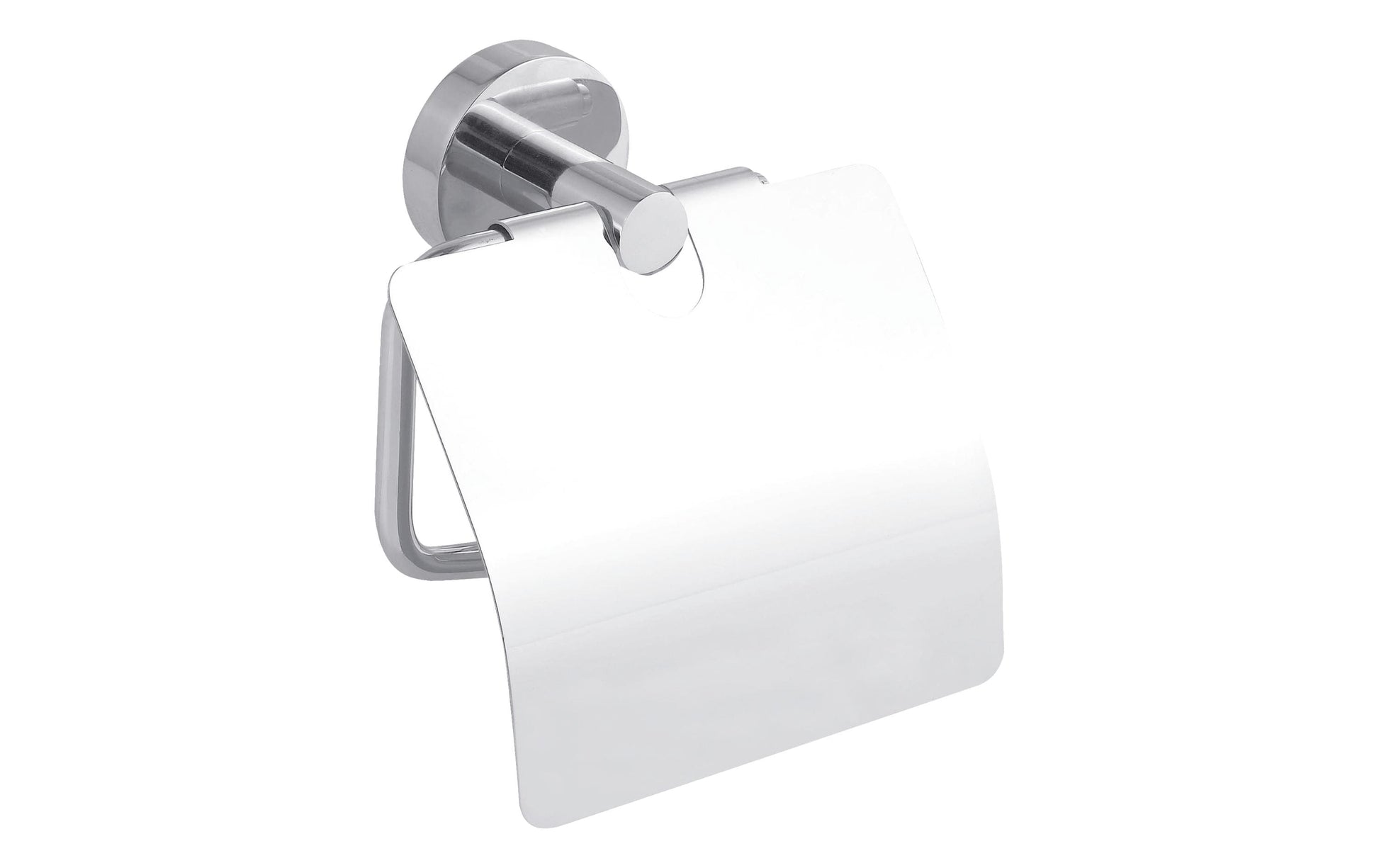 TESA Smooz – Toilettenpapierhalter – chrom, klebend, wandmontiert, mit Deckel, 14,5 × 5,4 × 13 cm