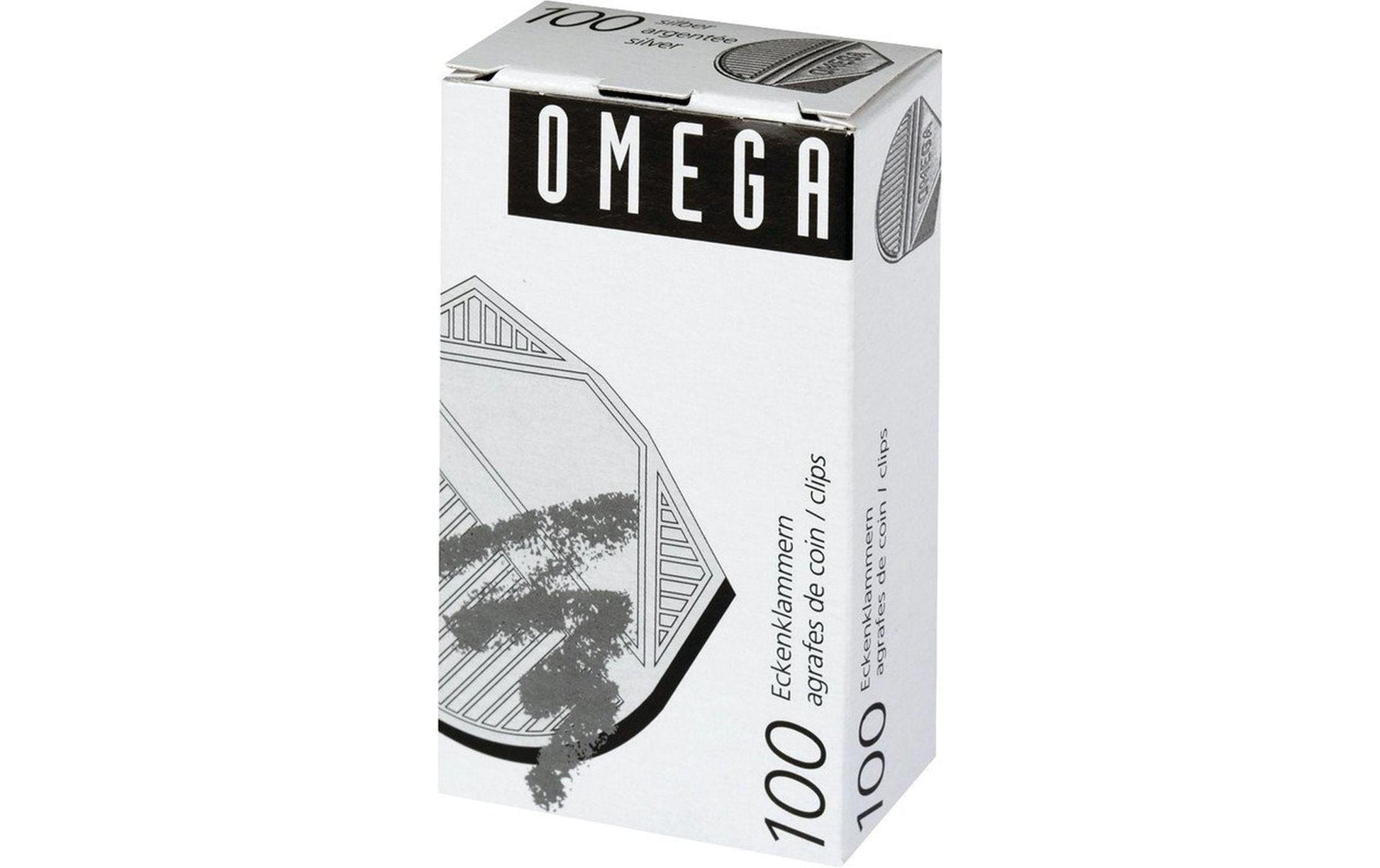 Omega Büroklammern – Eckenklammern – Metall – Silber Metallic – 100 Stück